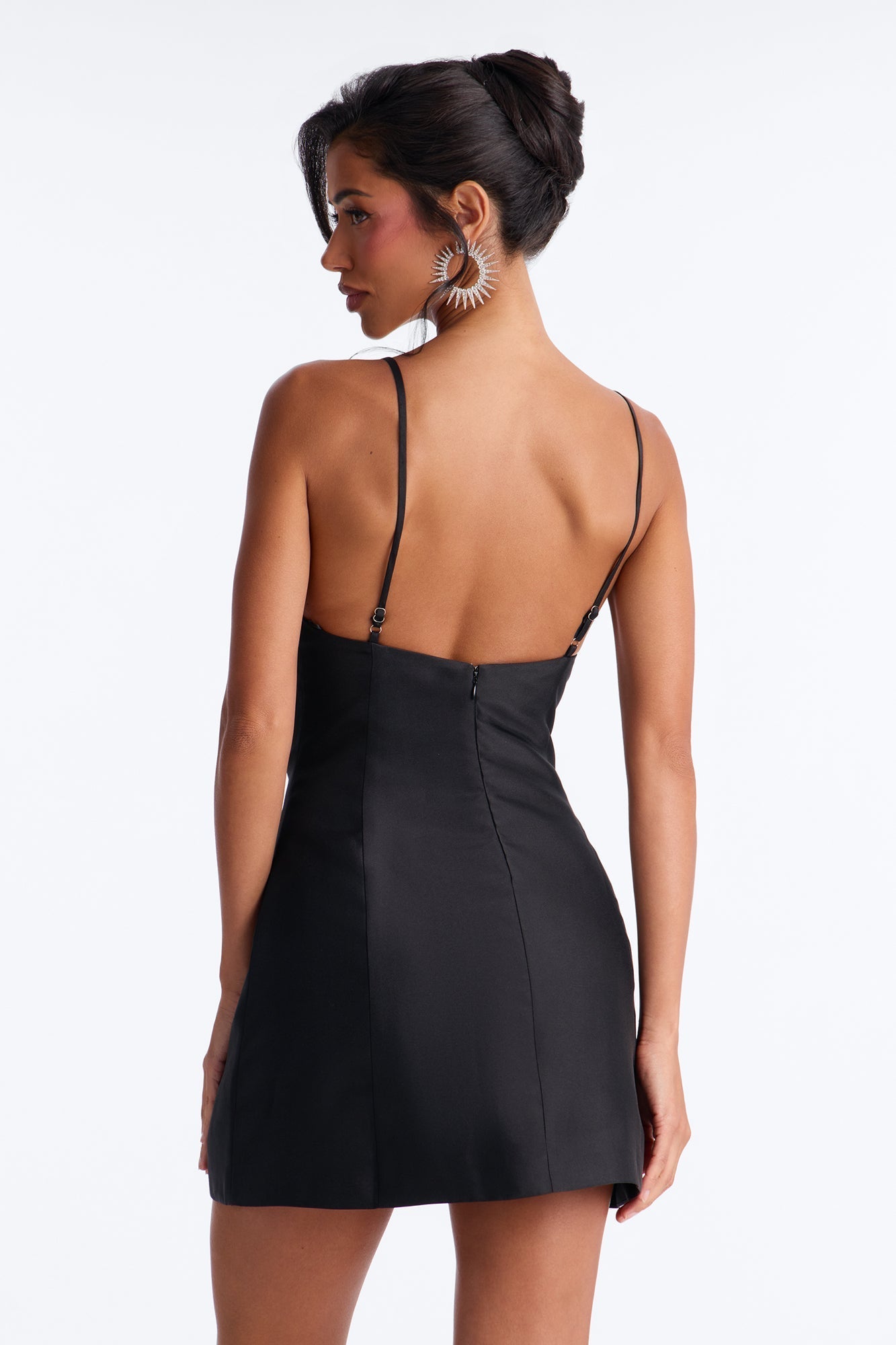 Eden A Line Taffeta Mini Dress - Black
