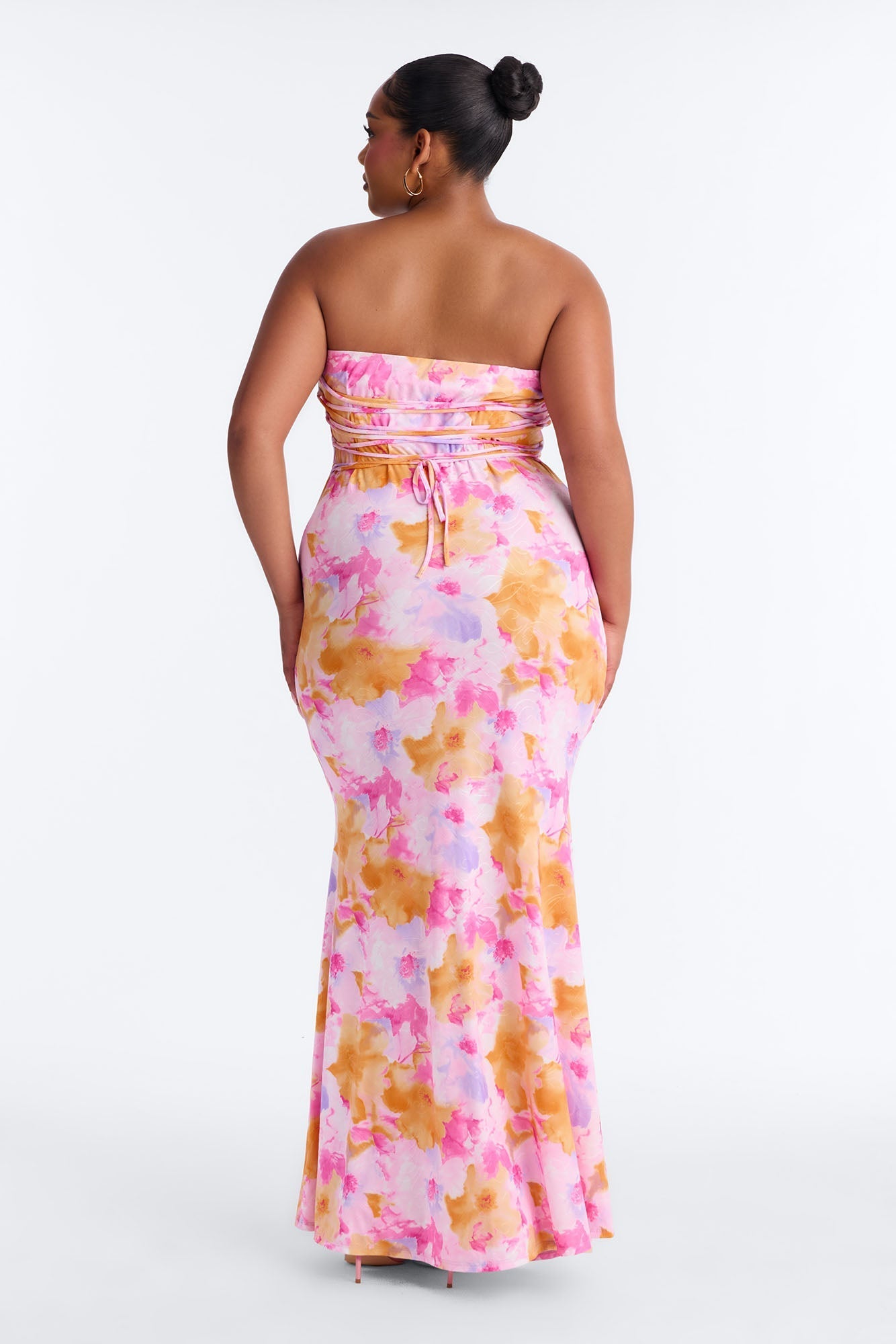 Stepping Out Strapless Maxi Dress - Pink/combo NEWFASHIONEDGE