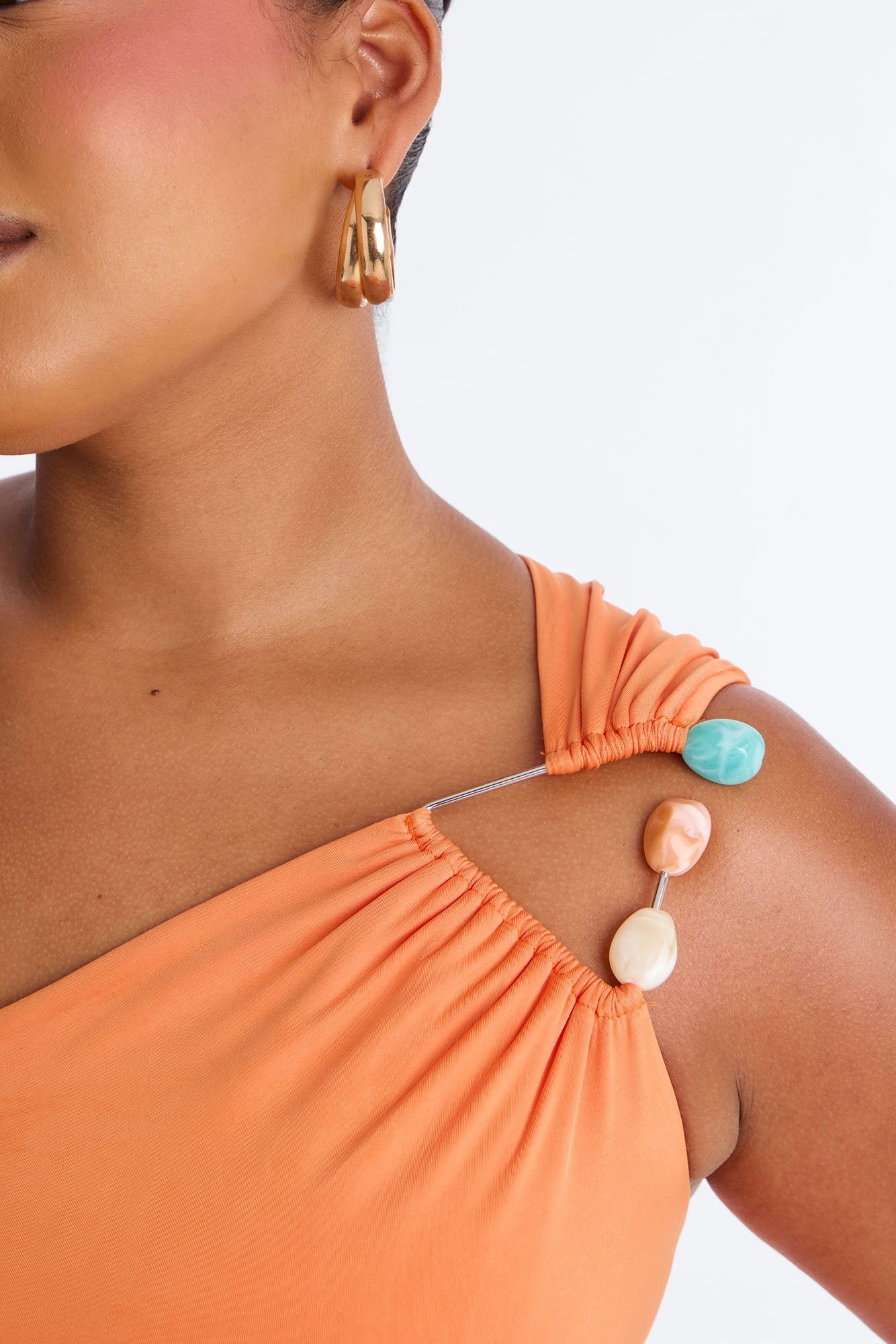 Citrus Crush One Shoulder Maxi Dress - Orange NEWFASHIONEDGE