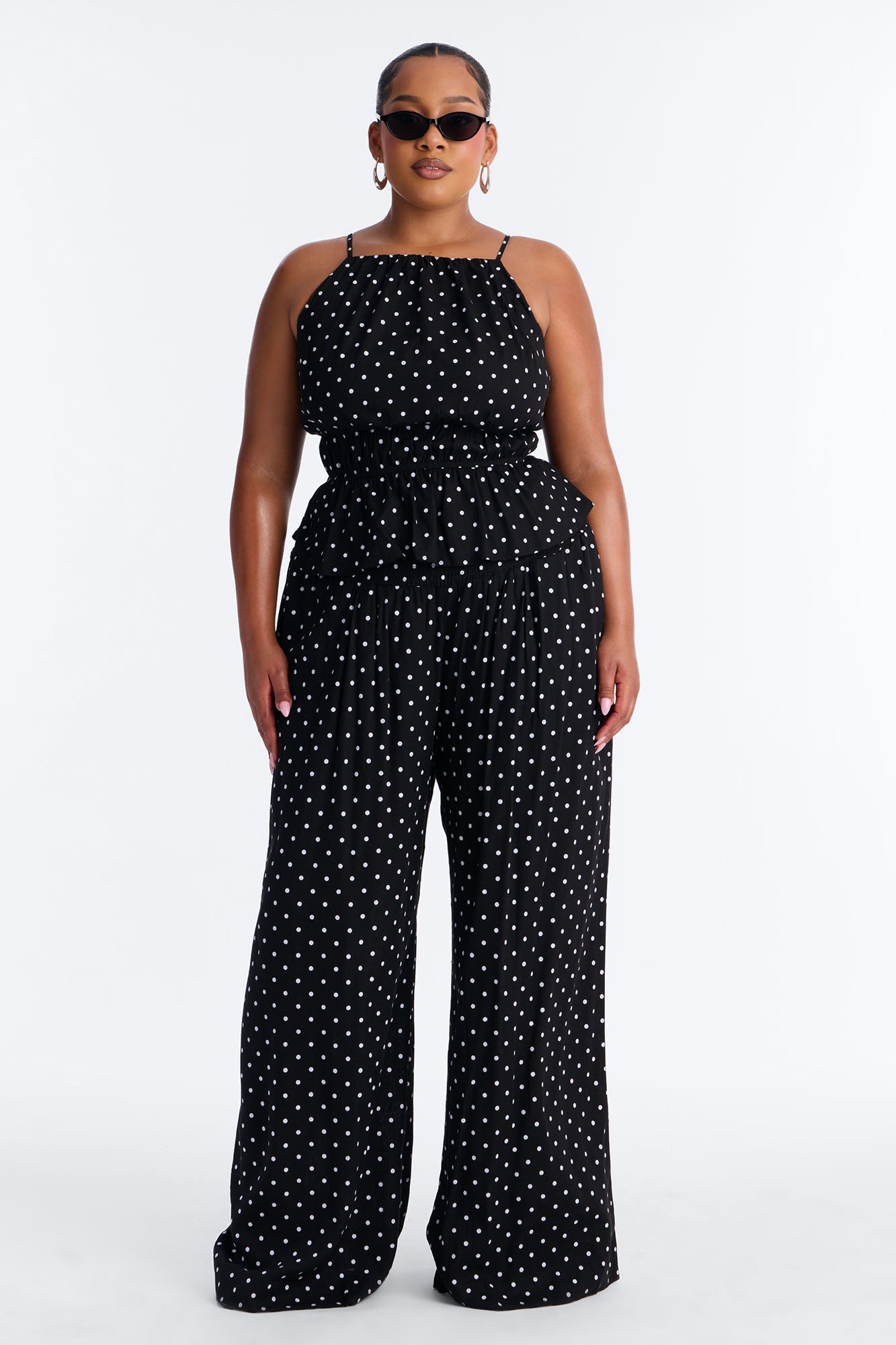 Riley Linen Polka Dot Pant Set - Black/White Fashion Nova