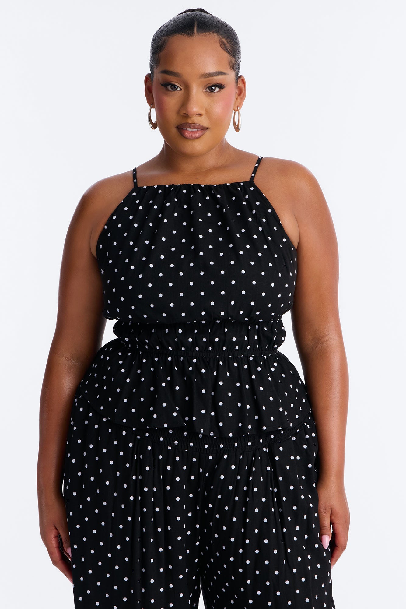 Riley Linen Polka Dot Pant Set - Black/White Fashion Nova