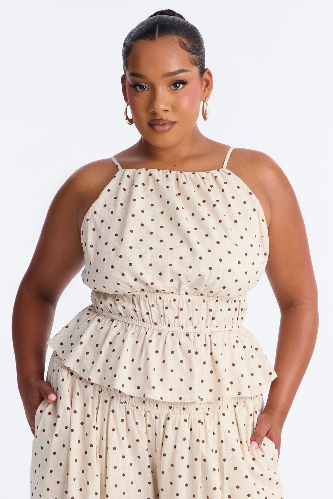 Riley Linen Polka Dot Pant Set - Oatmeal Fashion Nova