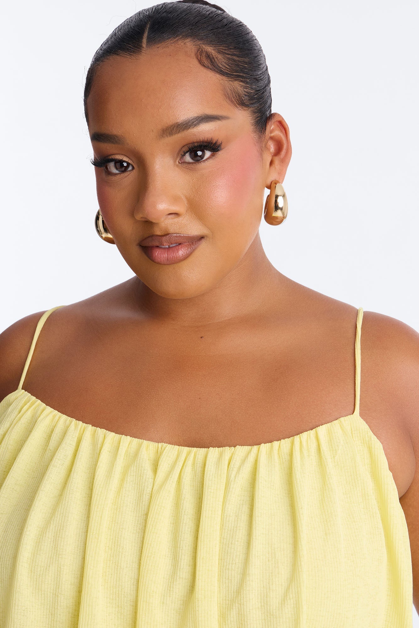 Luna Spaghetti Strap Textured Mini Dress - Yellow NEWFASHIONEDGE