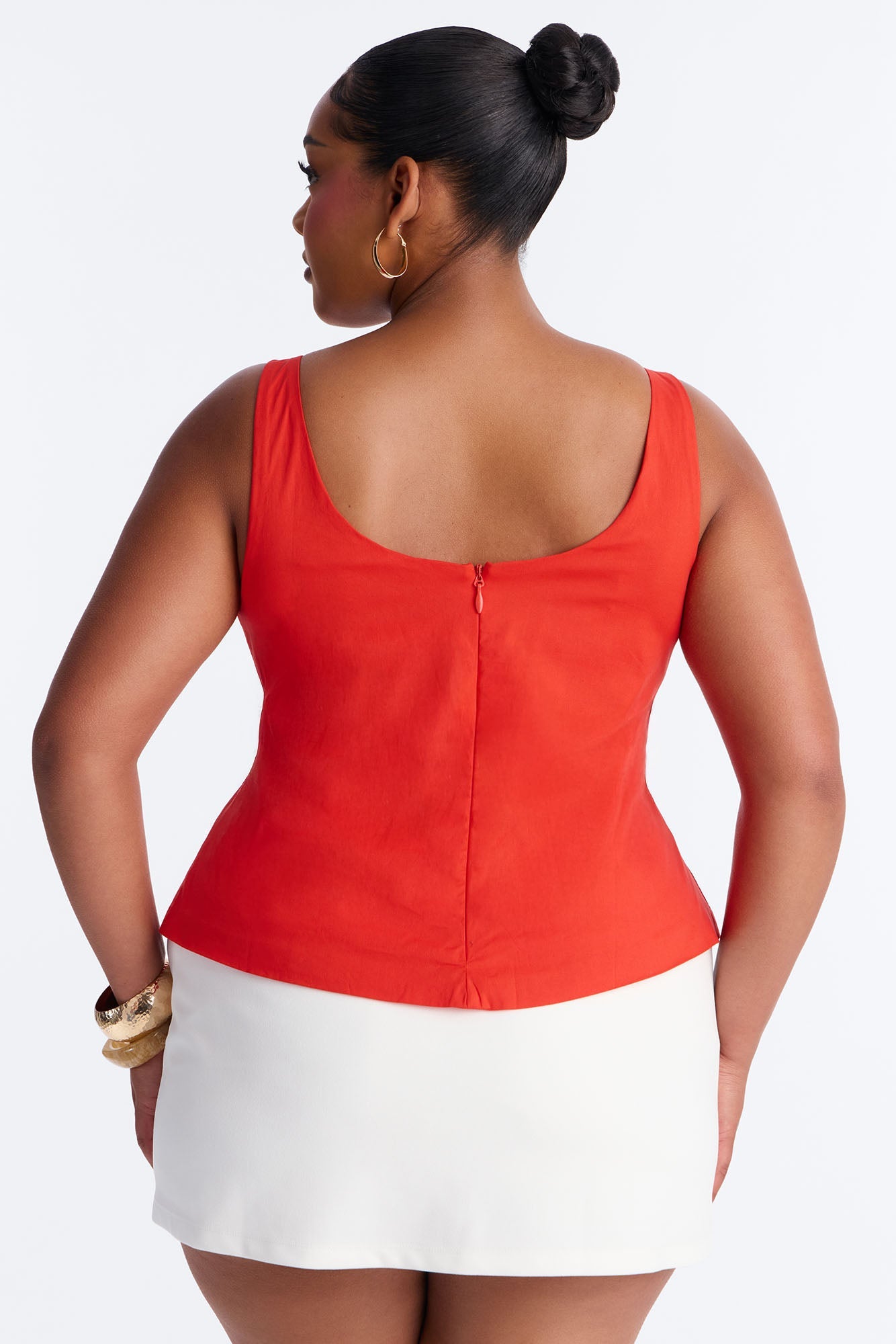 Sweetheart Peplum Babydoll Top - Orange