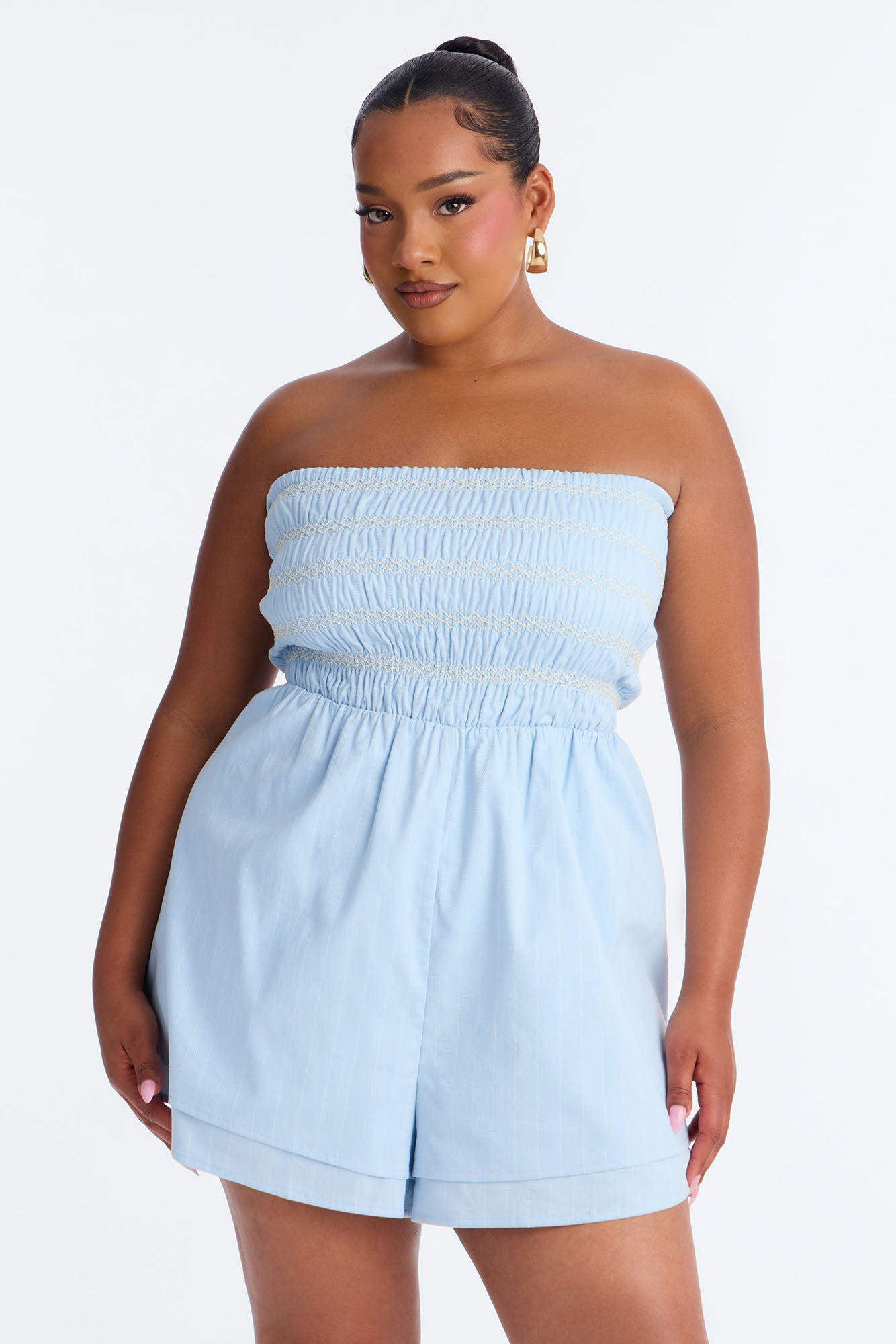 Chantel Strapless Romper - Light Blue