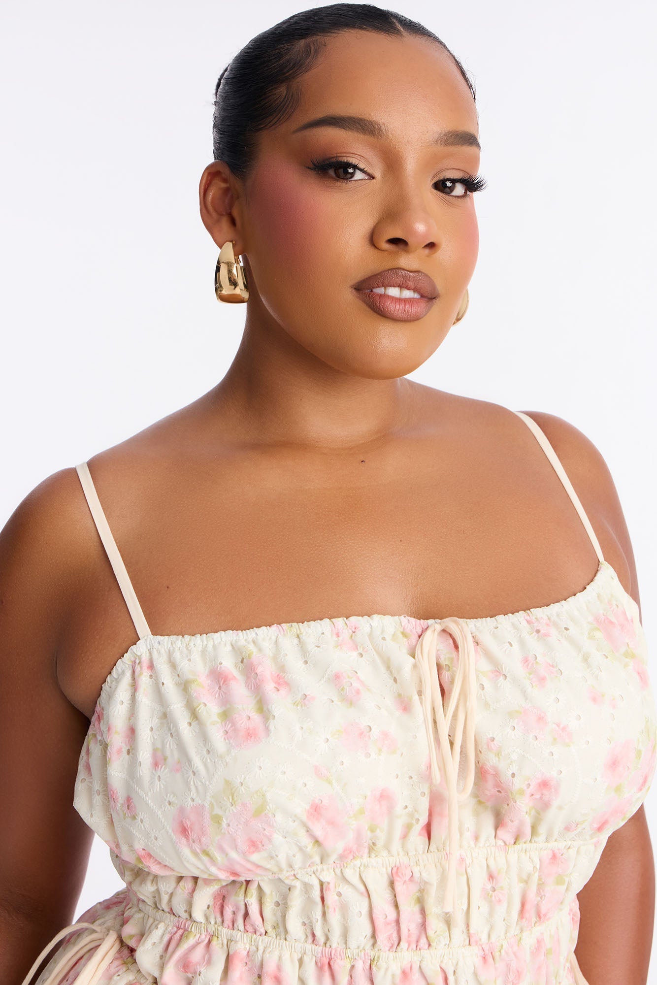 Skylar Floral Eyelet Mini Dress - Cream/combo Fashion Nova