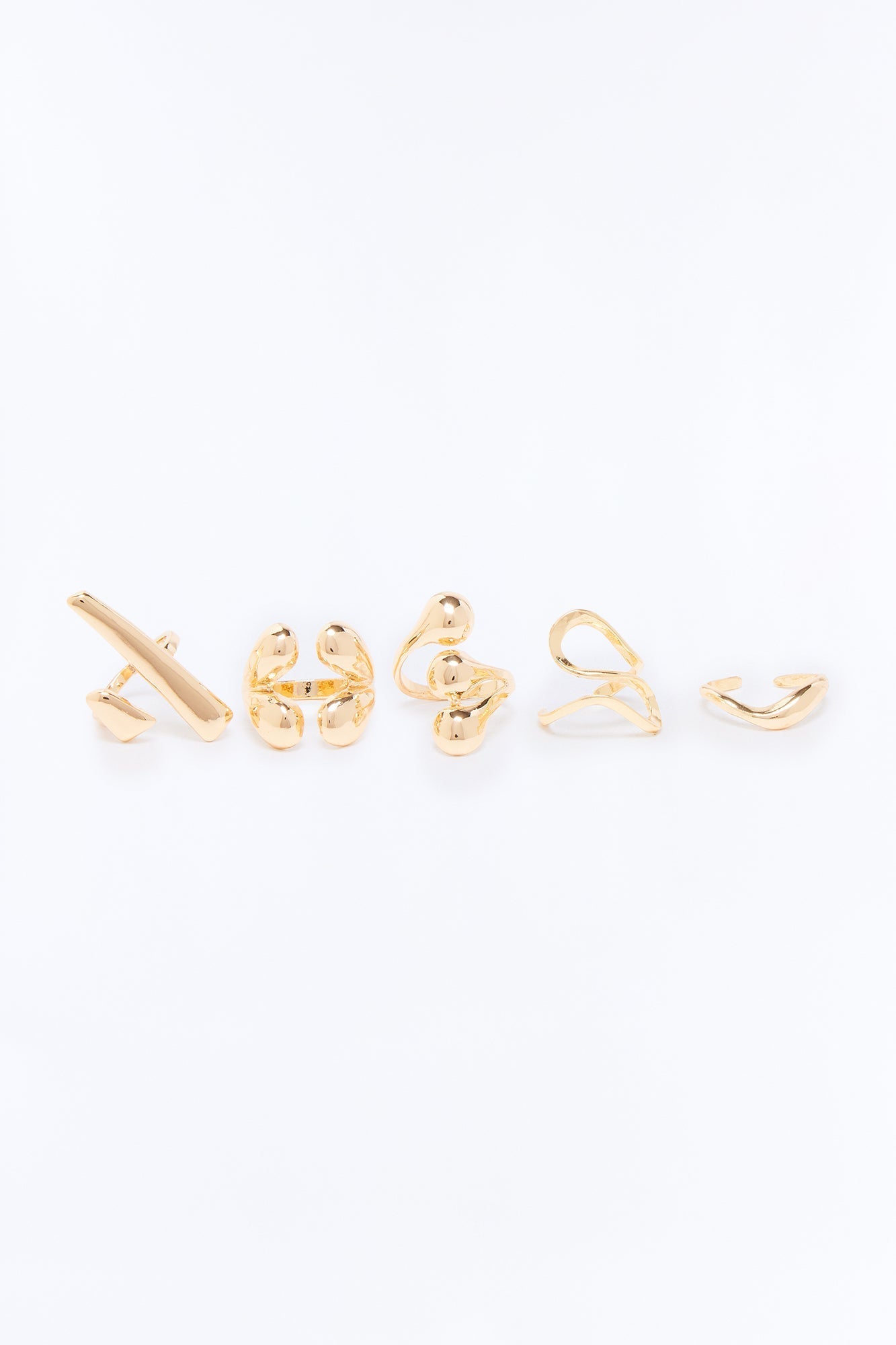 Nothing Matters Abstract 5 Piece Ring Set - Gold NEWFASHIONEDGE