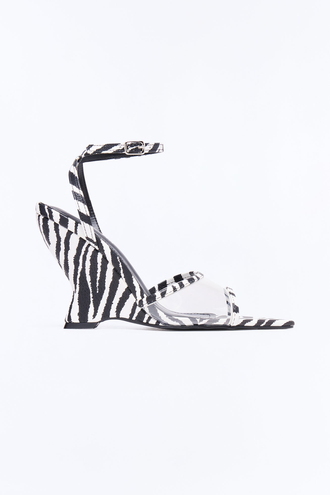 Delfina Ankle Strap Wedges - Black/White Fashion Nova