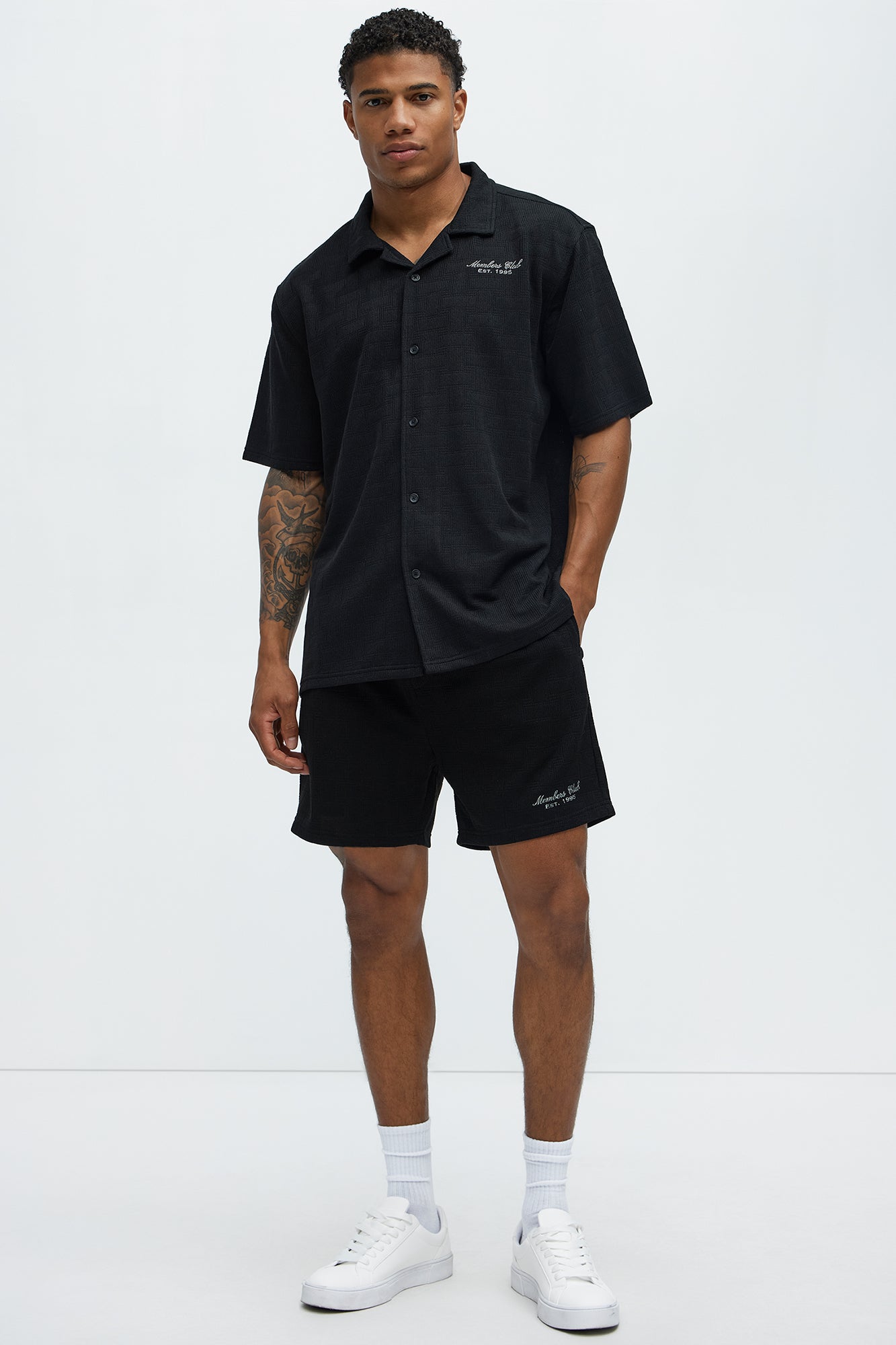 Vintage Short Sleeve Button Up Shirt - Black