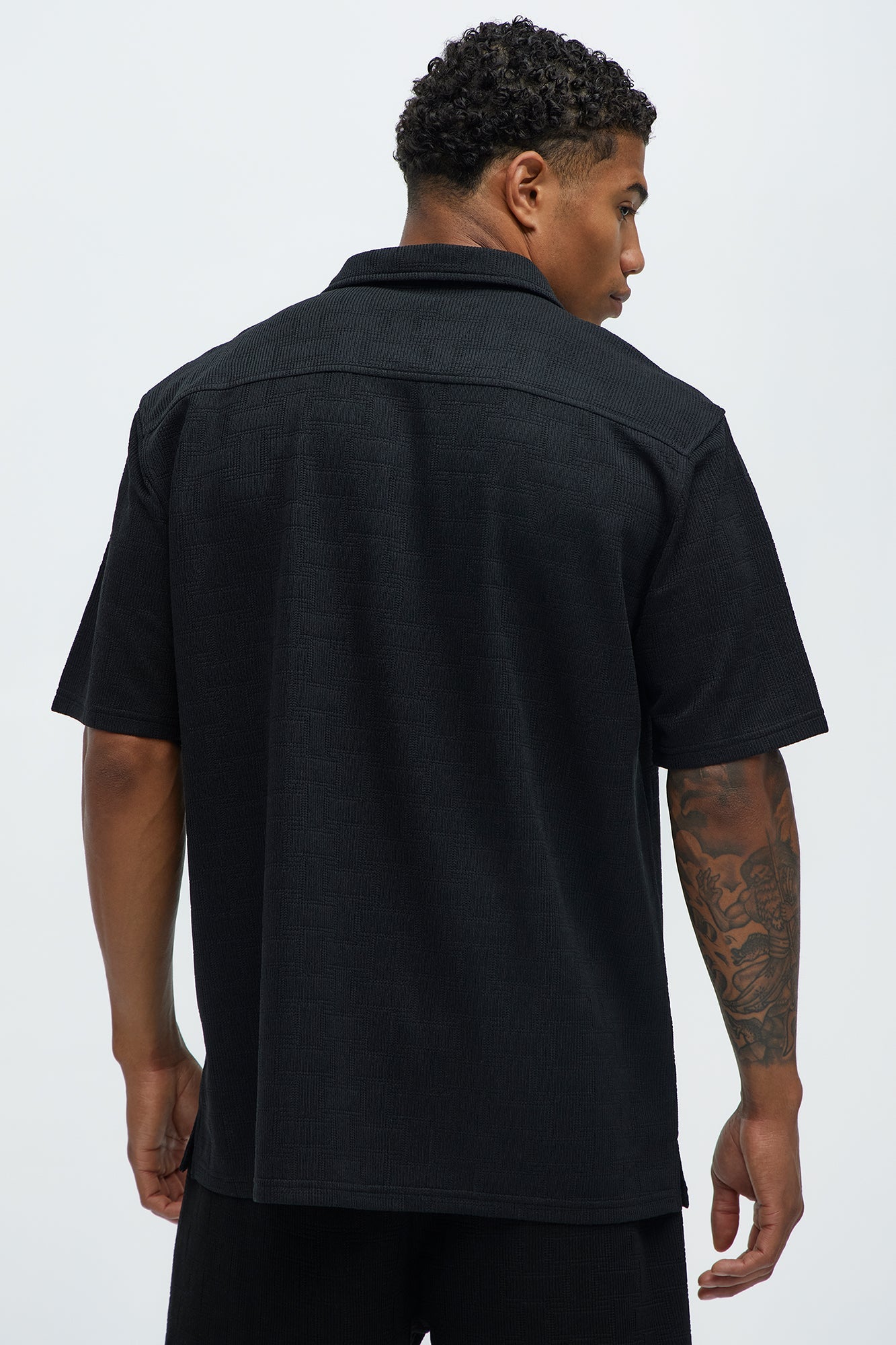 Vintage Short Sleeve Button Up Shirt - Black