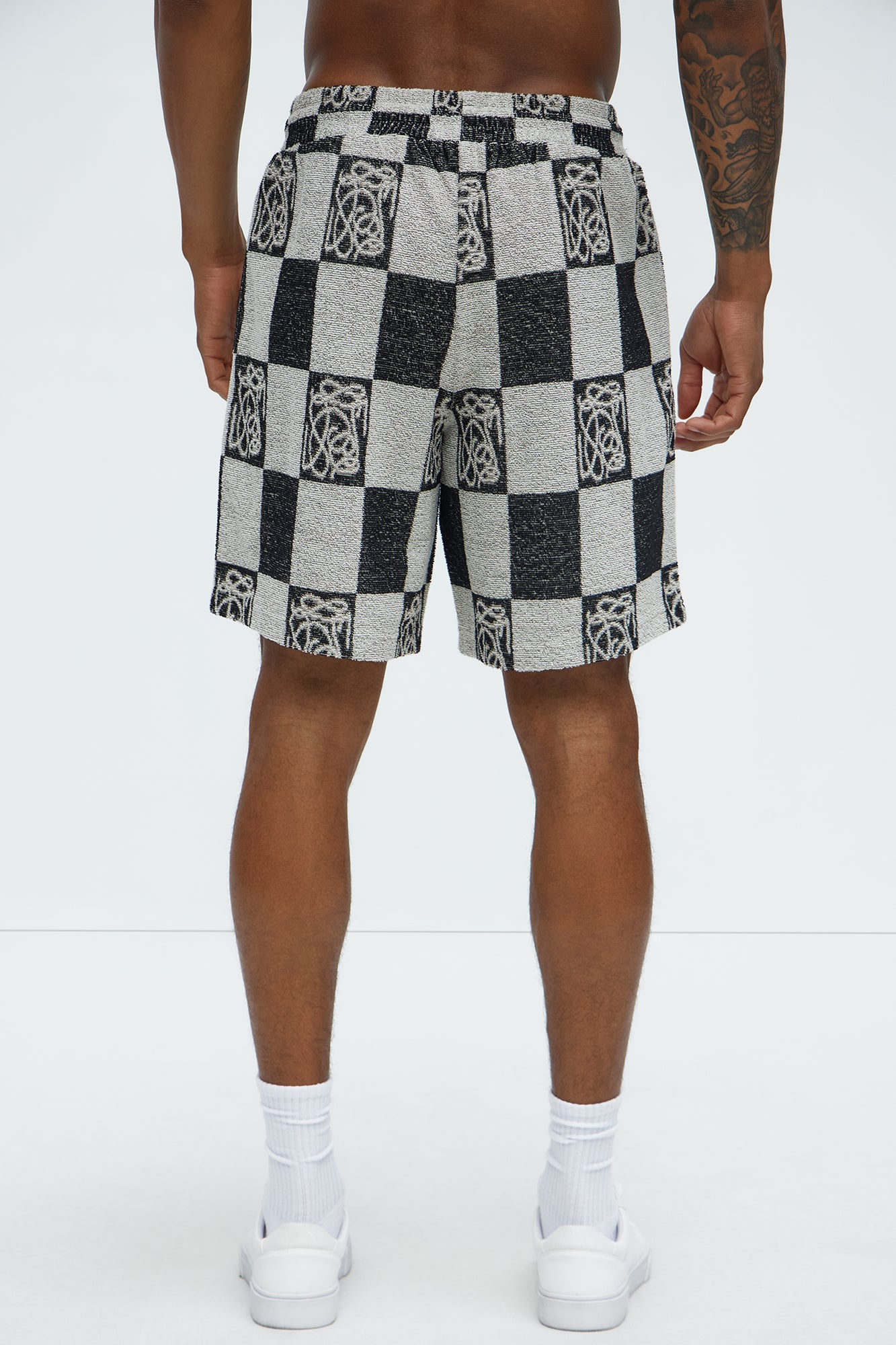Checkered Relaxed Shorts - Black/combo