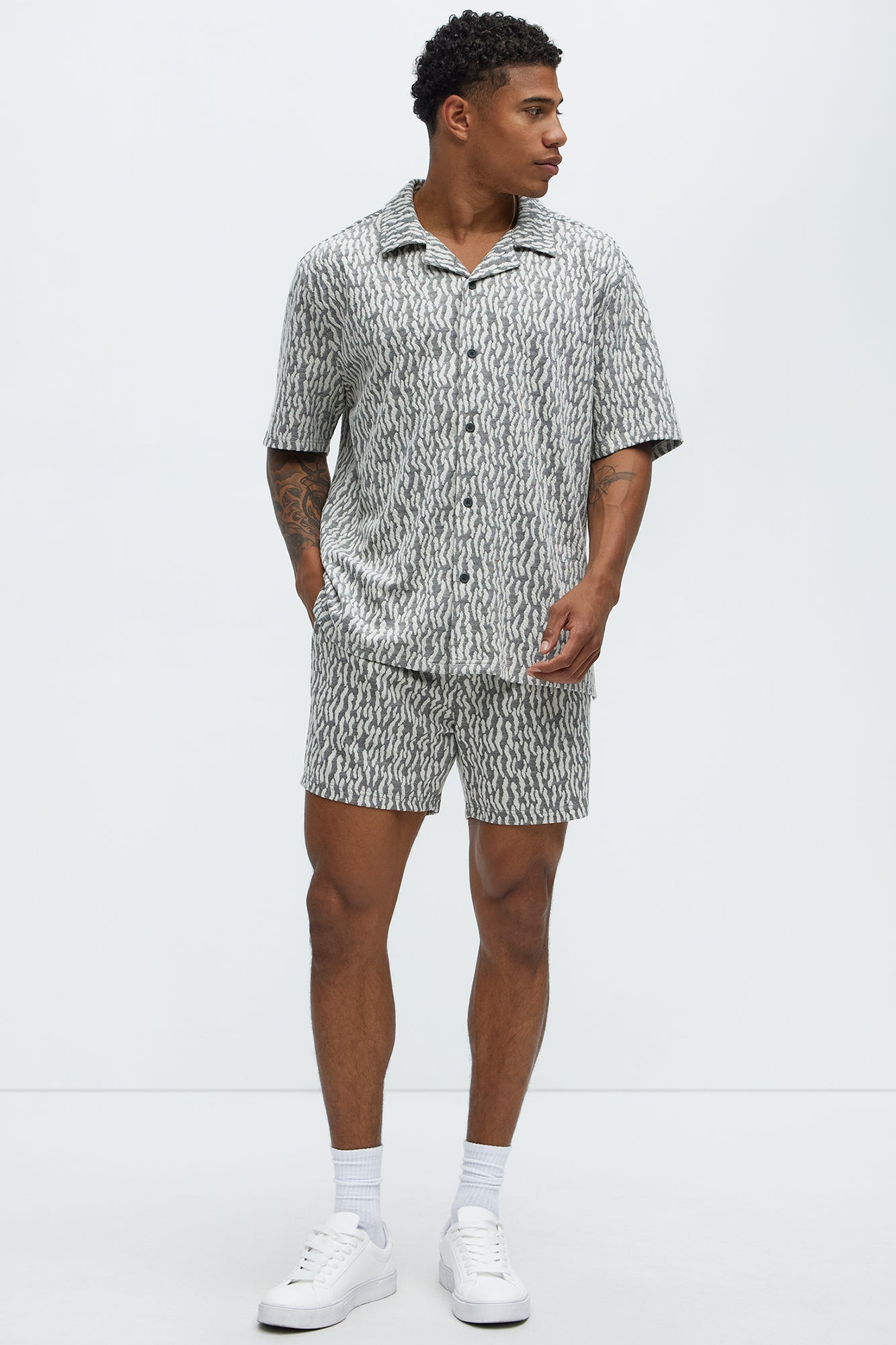Havana Jacquard Relaxed Shorts - Grey