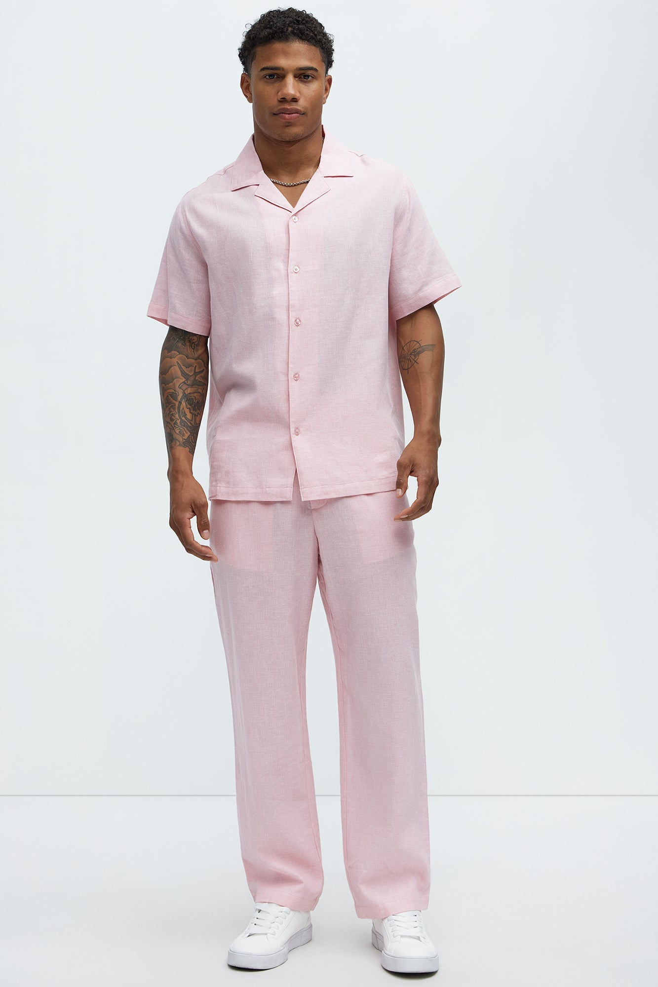 Bahamas Straight Linen Pants - Pink