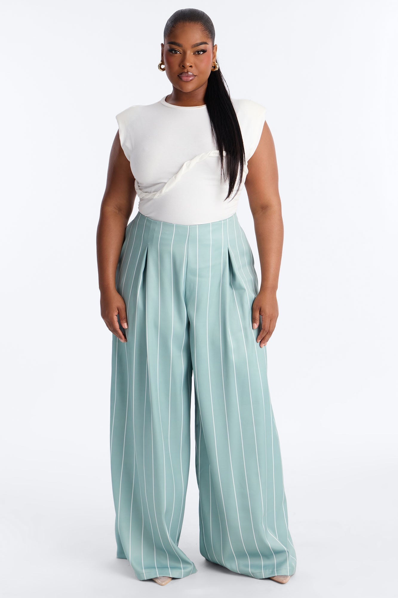 High Standards Pinstripe Trouser Pant 34″ - Sage Fashion Nova