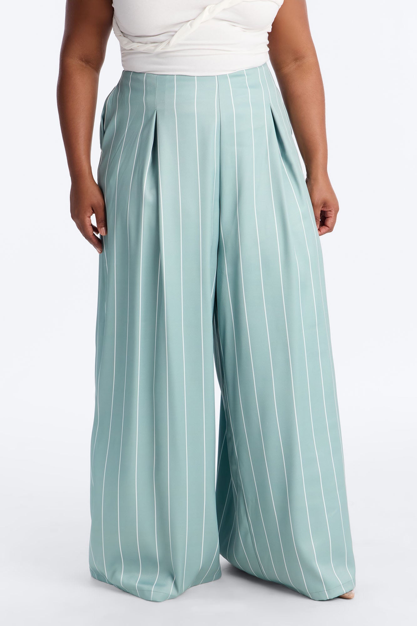 High Standards Pinstripe Trouser Pant 34″ - Sage Fashion Nova