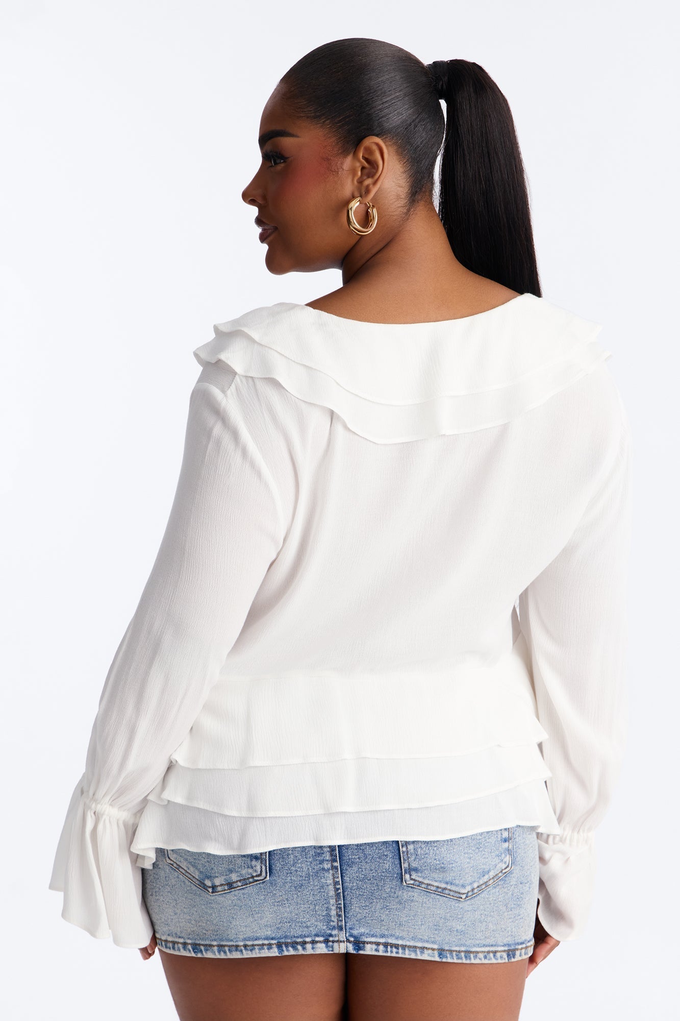 Summer Crush Ruffle Tie Front Flyaway Top - White NEWFASHIONEDGE