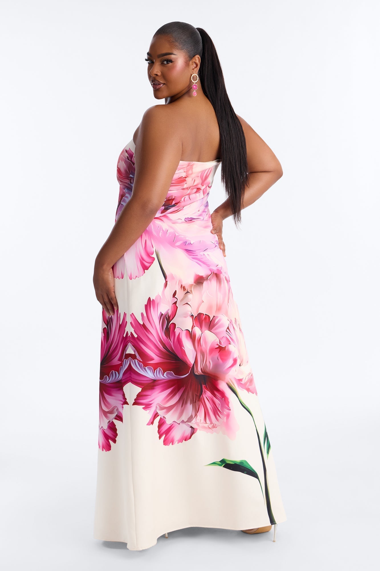 Whimsical Energy Strapless Maxi Dress - Magenta/combo NEWFASHIONEDGE