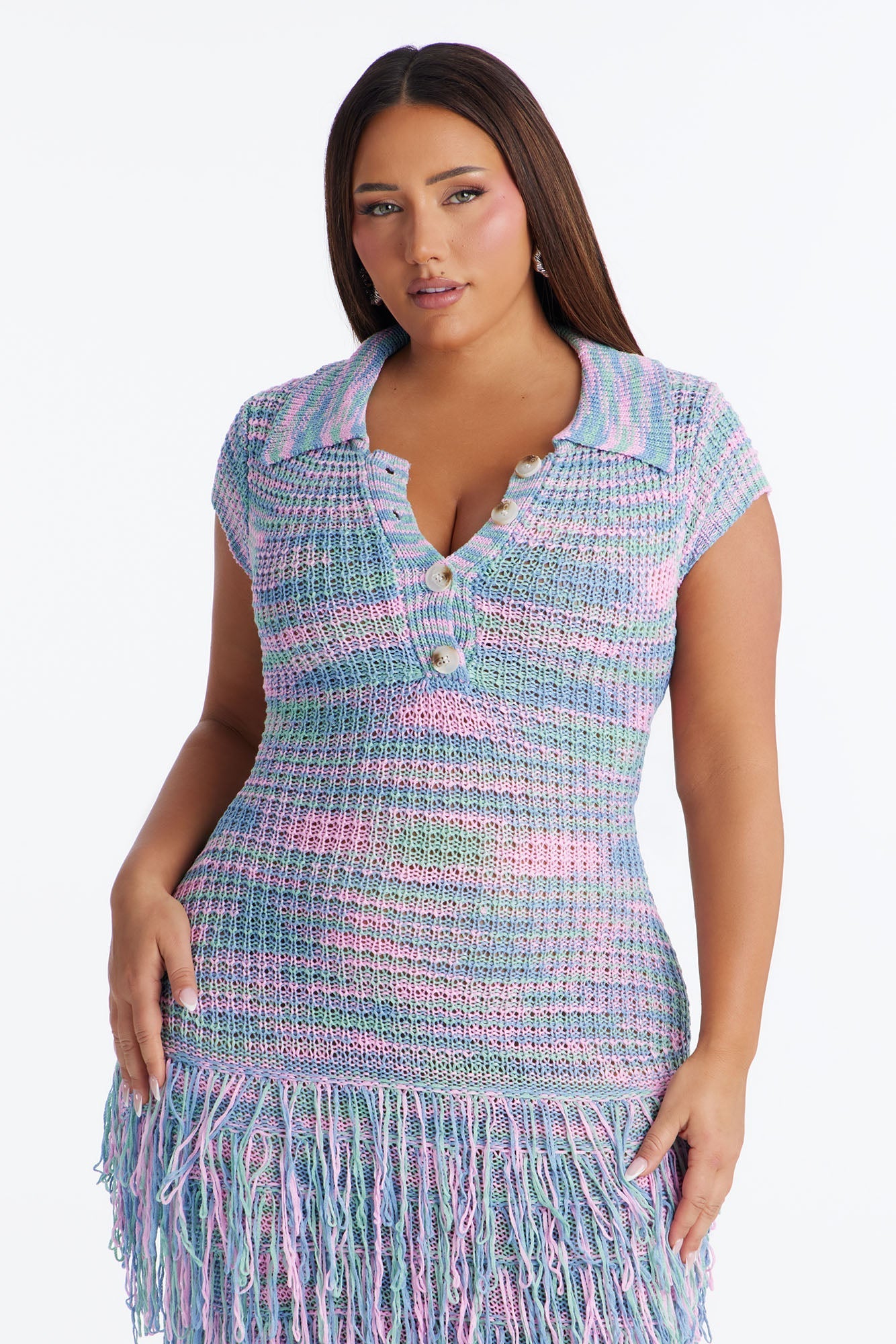 Catalina Marled Crochet Maxi Dress - Sage/combo NEWFASHIONEDGE