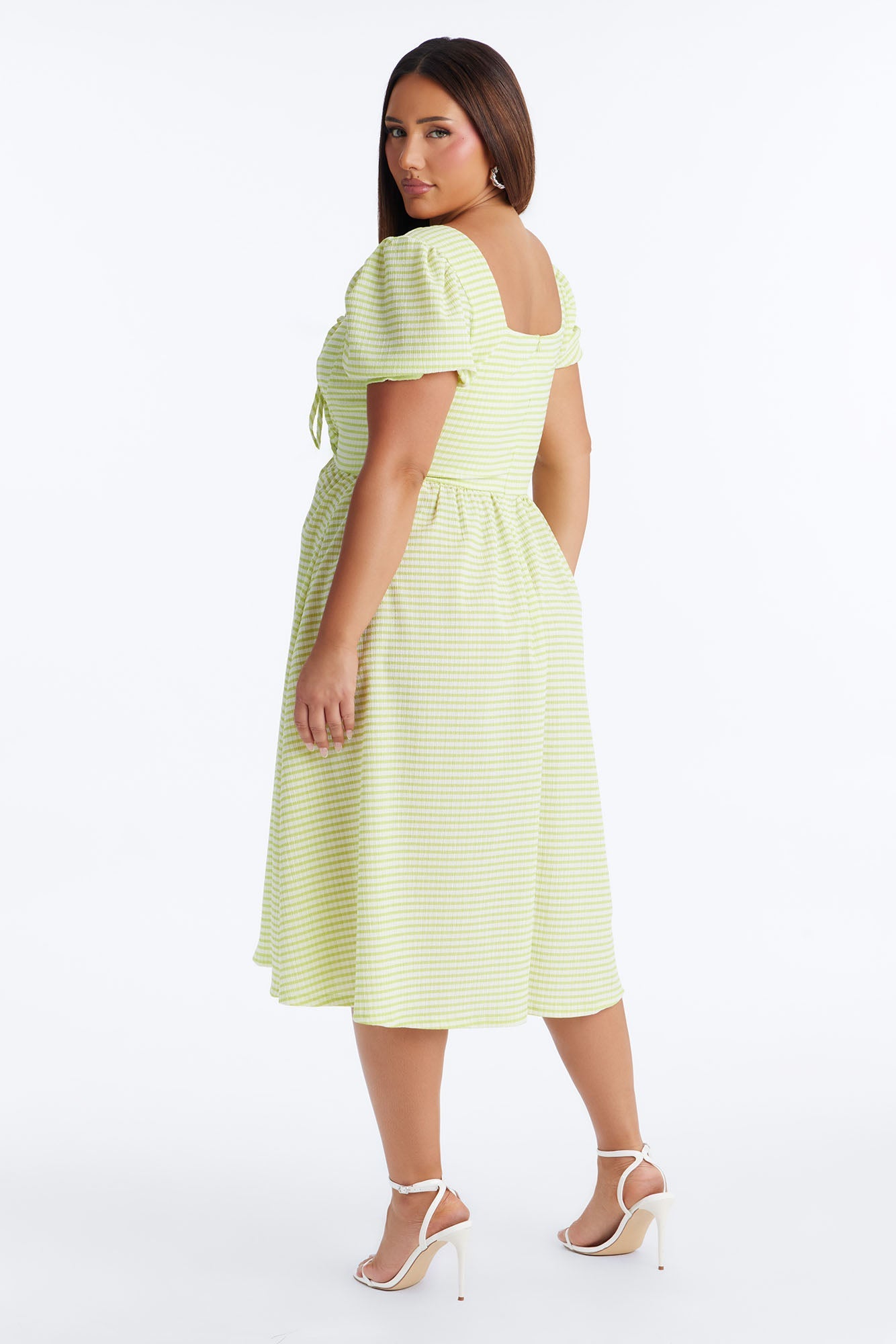 Cecelia Striped Midi Dress - Green/combo Fashion Nova