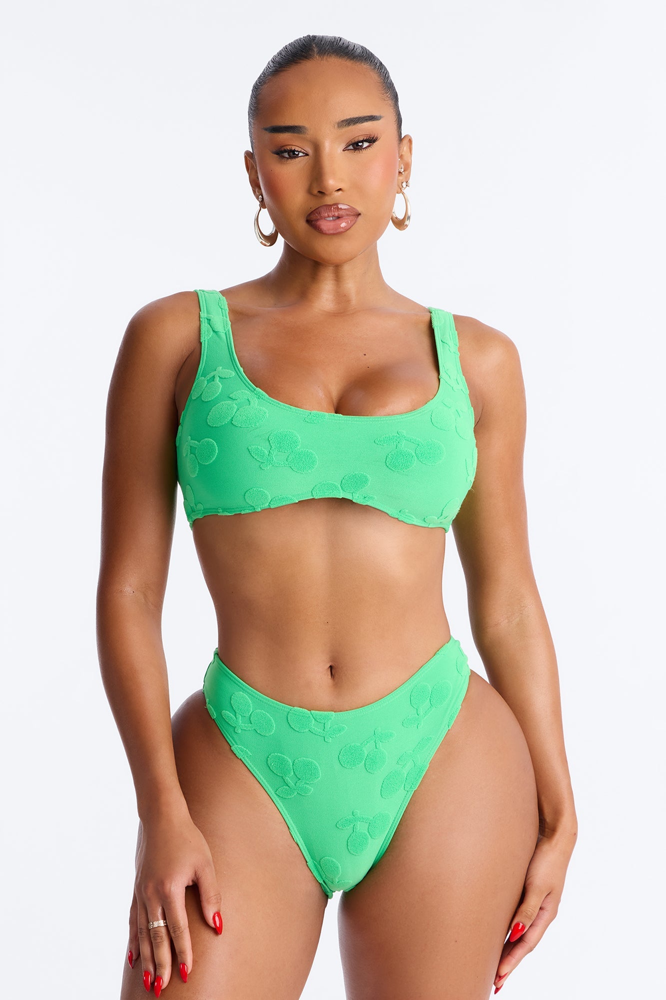 Karlie Terry Cloth 2 Piece Bralette Bikini Set - Kelly Green