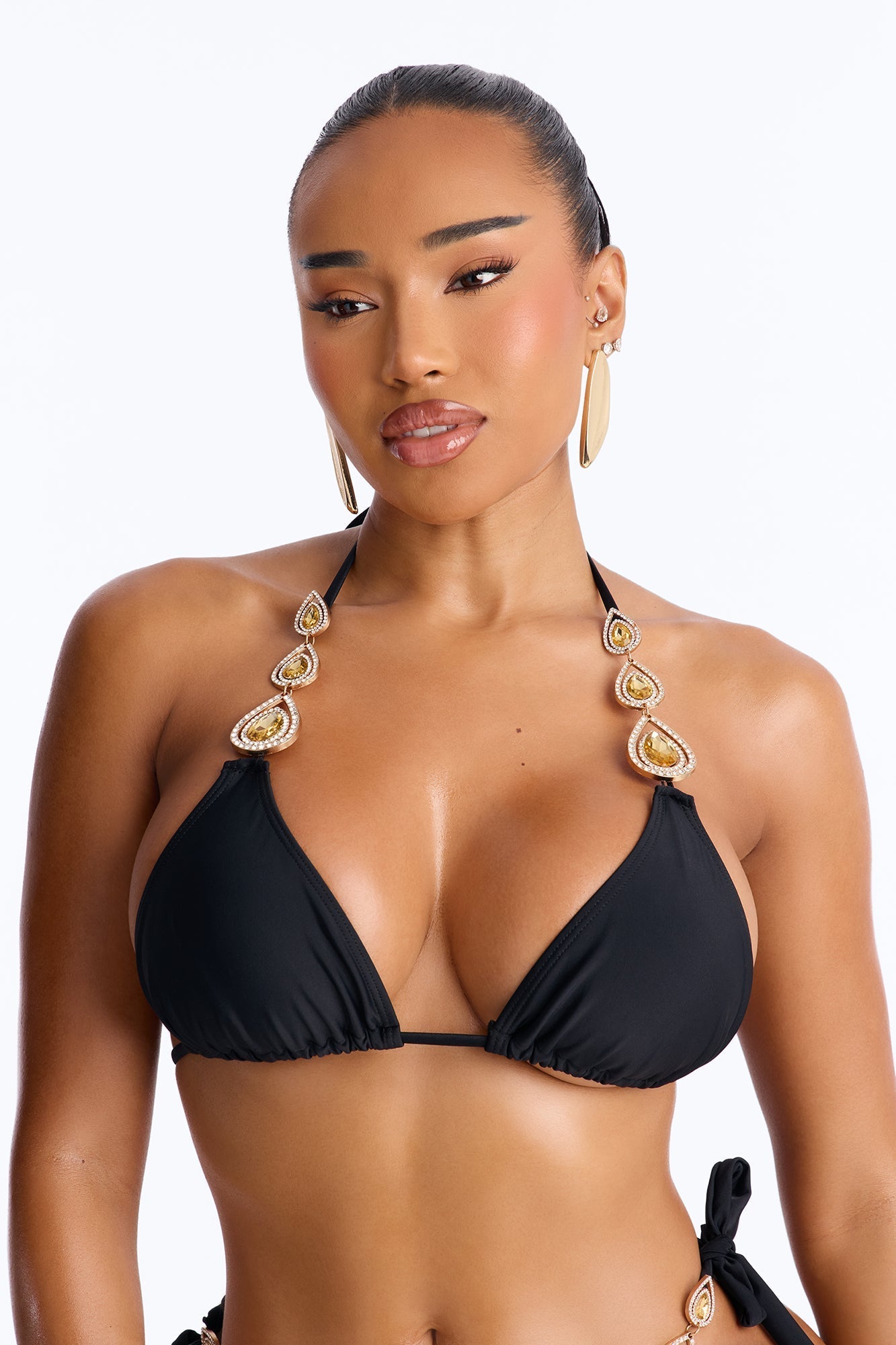 Take Me To Cancun Hardware High Slit 3 Piece Bikini Skirt Set - Black NEWFASHIONEDGE