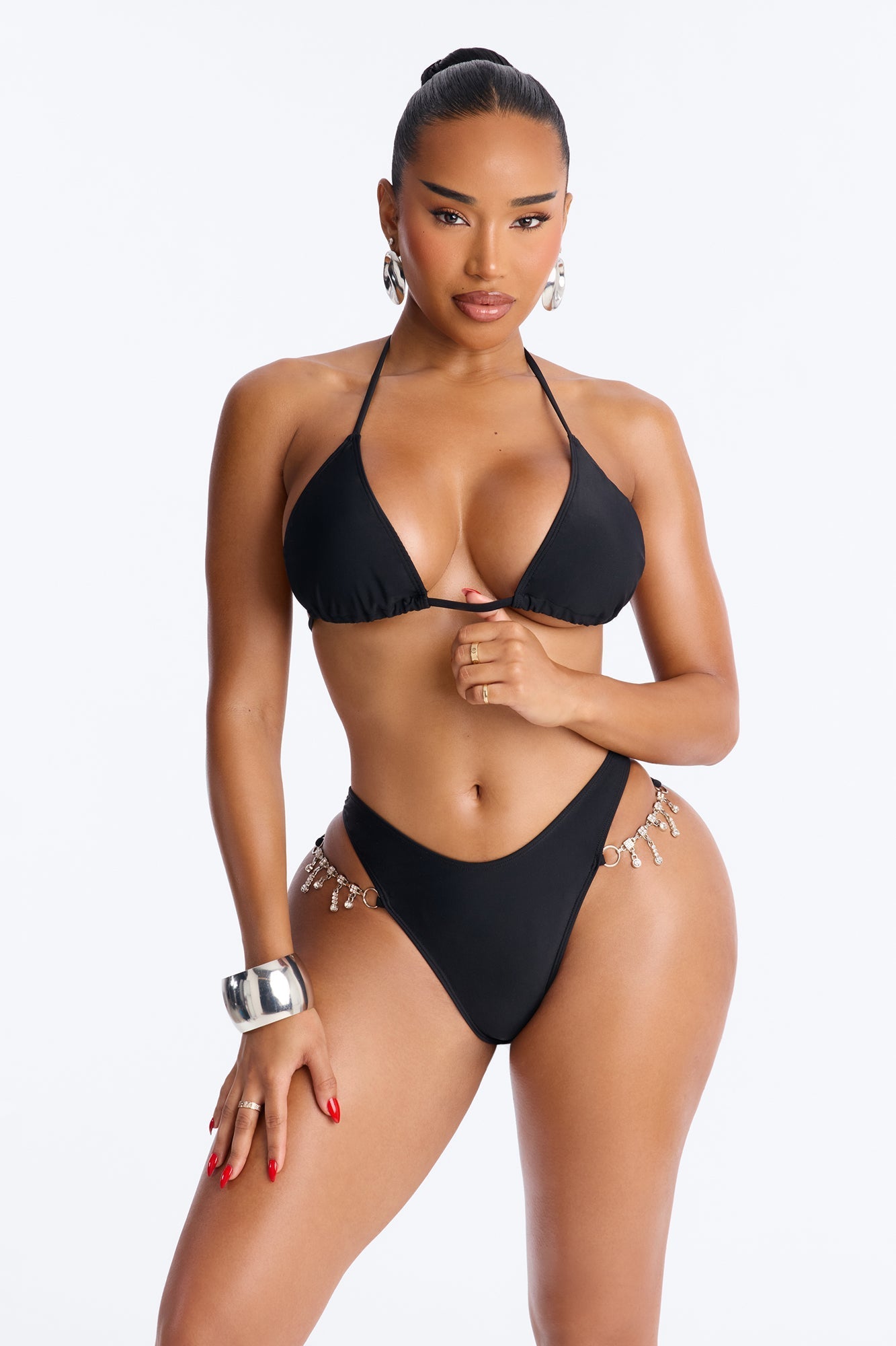 Love Chain 2 Piece Triangle Chain Bikini Set - Black NEWFASHIONEDGE