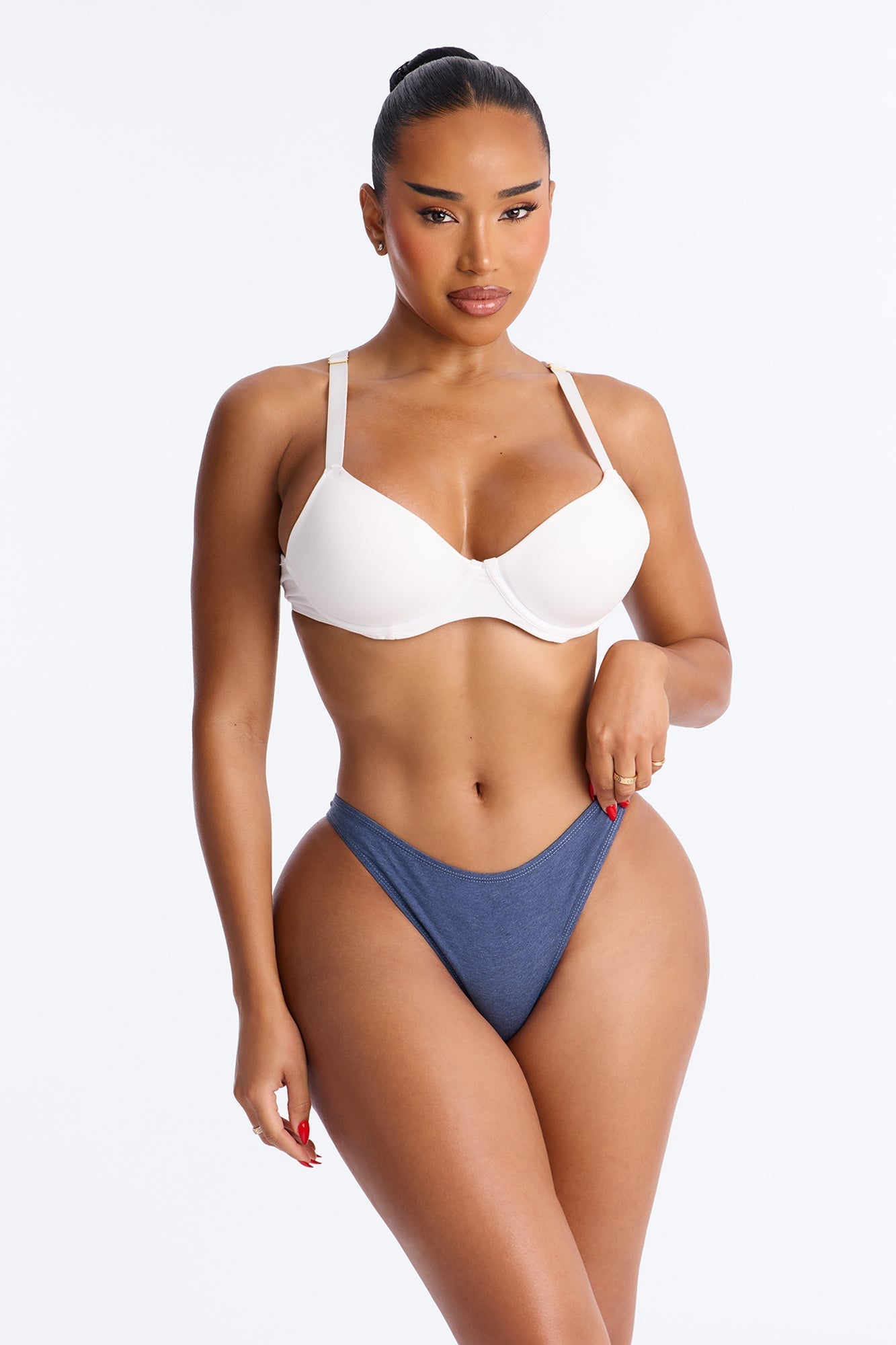 Nova Cotton High Leg Bikini Panty - Heathered Blue NEWFASHIONEDGE