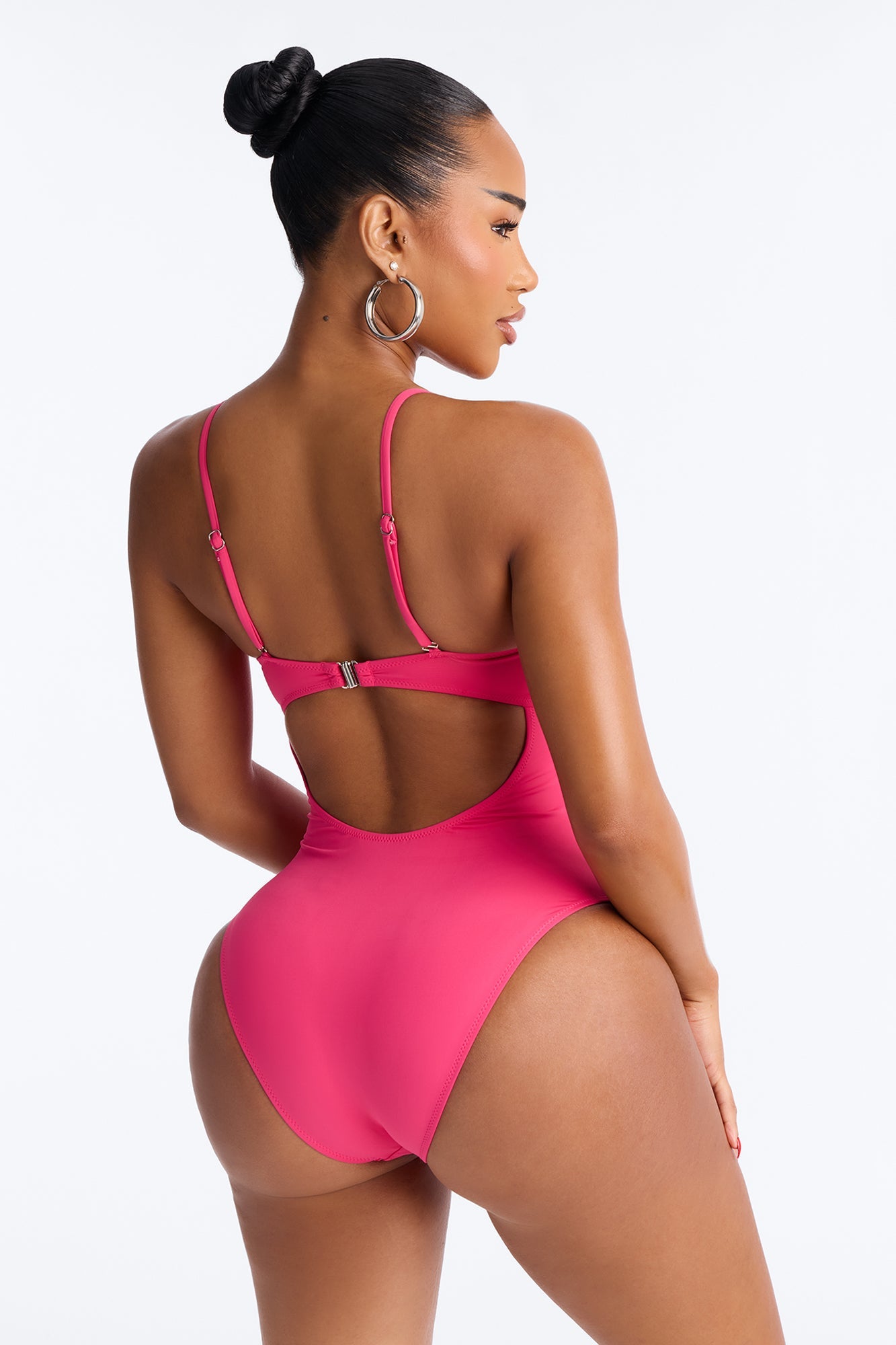 Pier Pressure Underwire Mesh Cutout 1 Piece Swimsuit - Hot Pink Fashion Nova