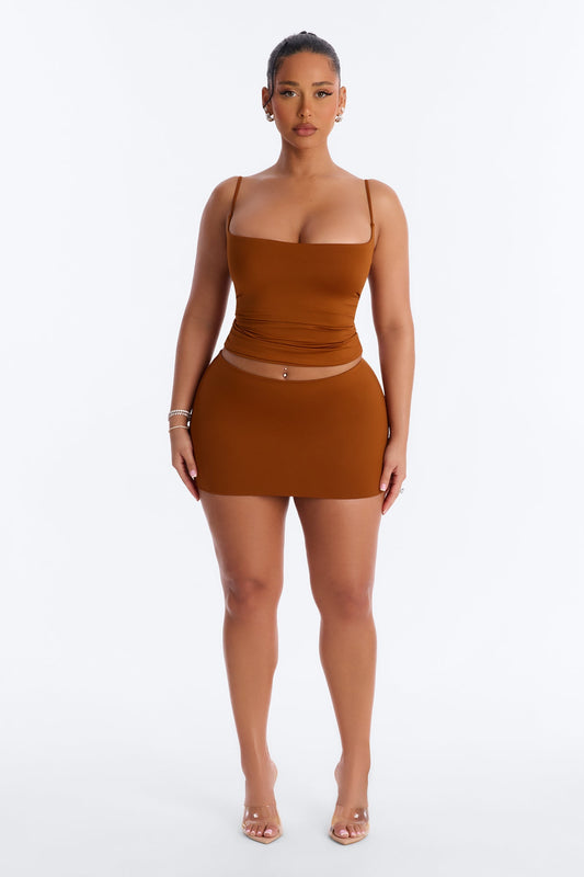 Contour Double Lined Mini Skirt - Copper