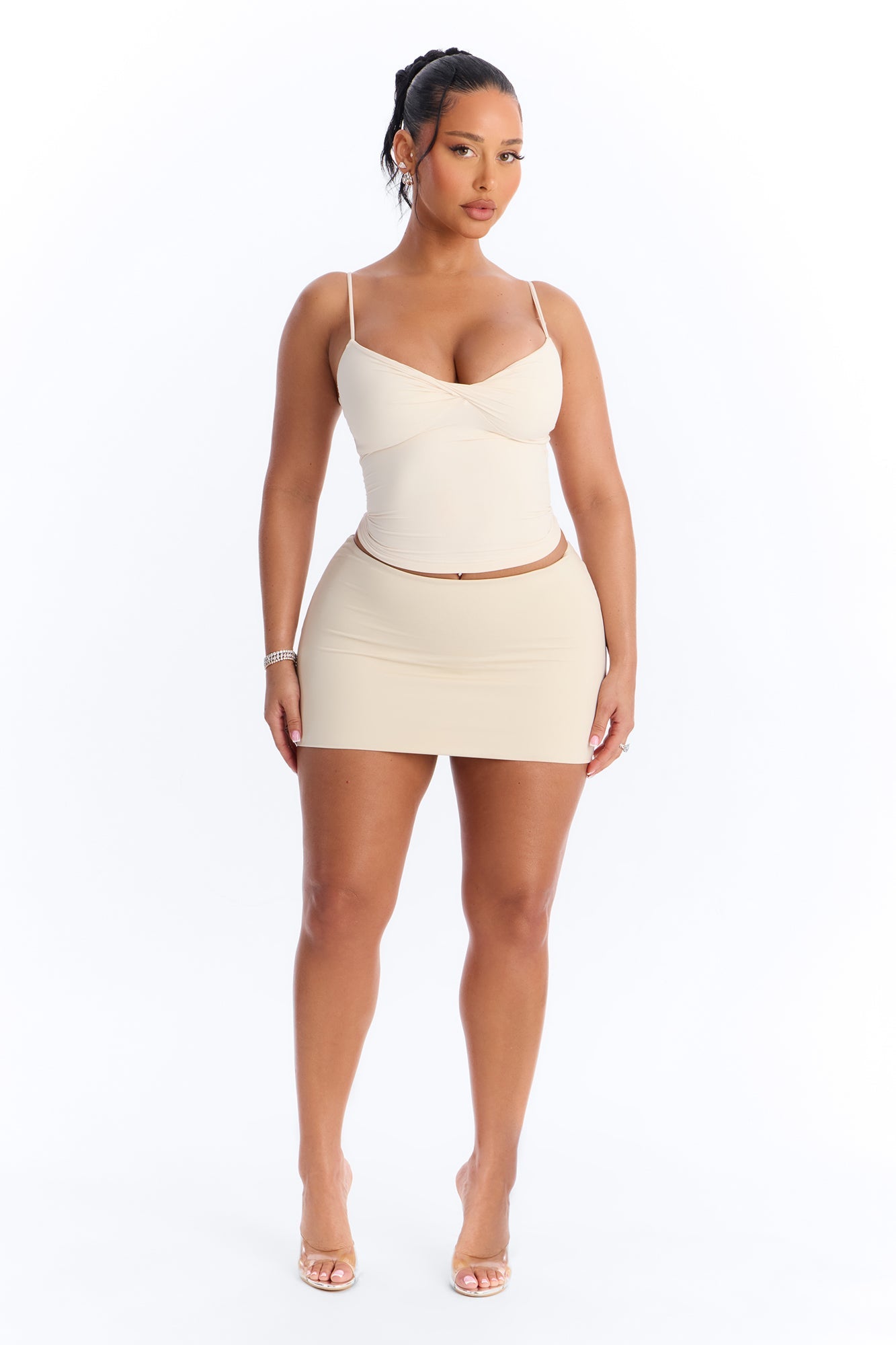 Second Skin Double Lined Twist Cami - Bone Fashion Nova
