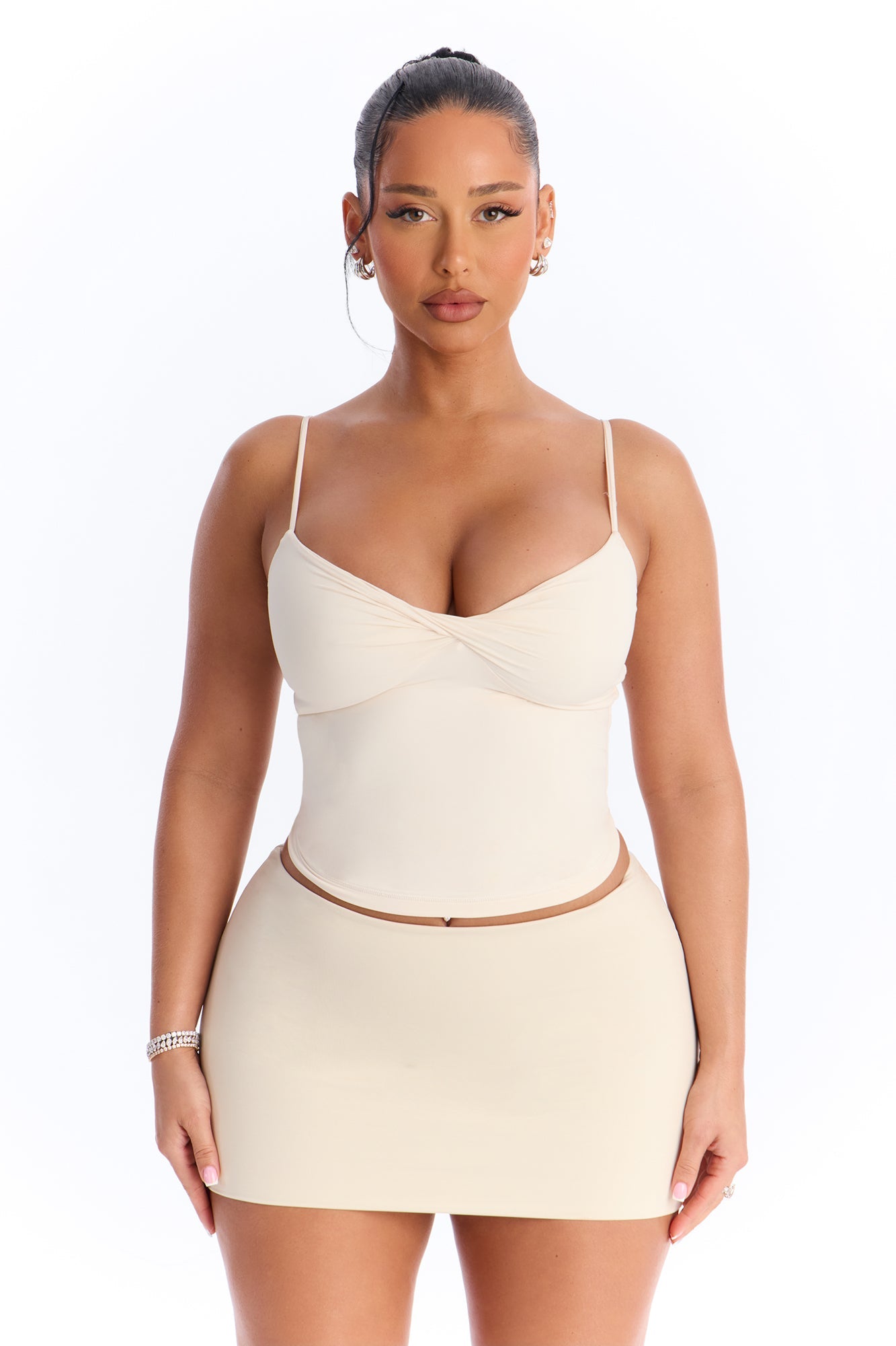 Second Skin Double Lined Twist Cami - Bone Fashion Nova