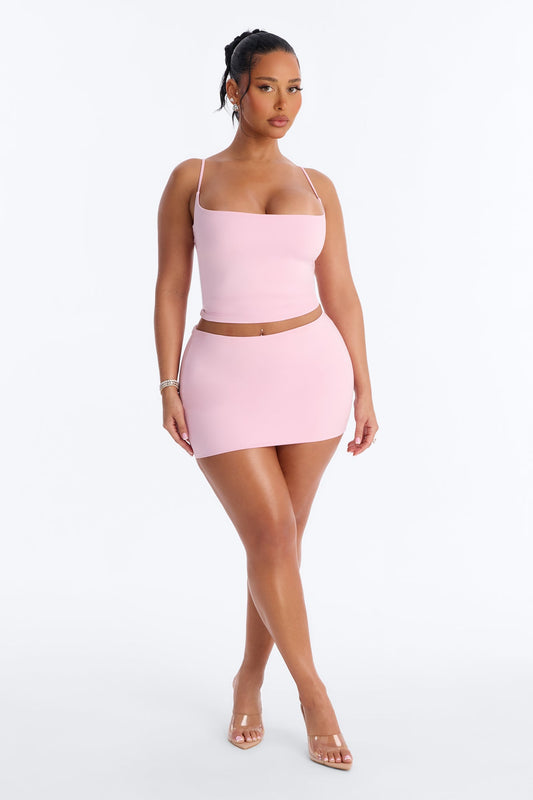 Contour Double Lined Mini Skirt - Light Pink