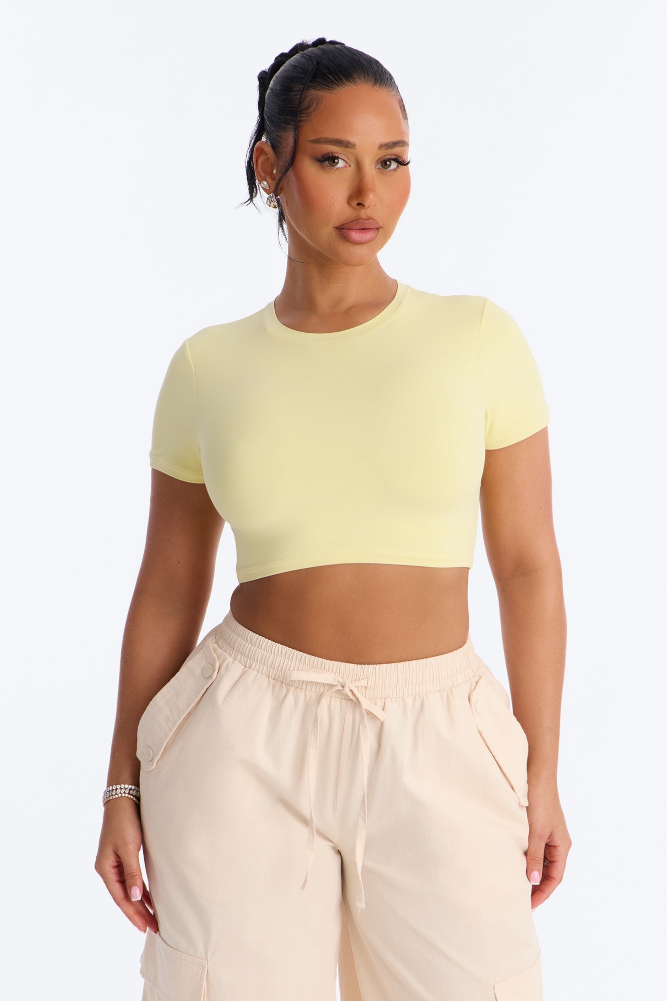 Second Skin Double Lined Super Cropped Tee - Yellow Fashion Nova