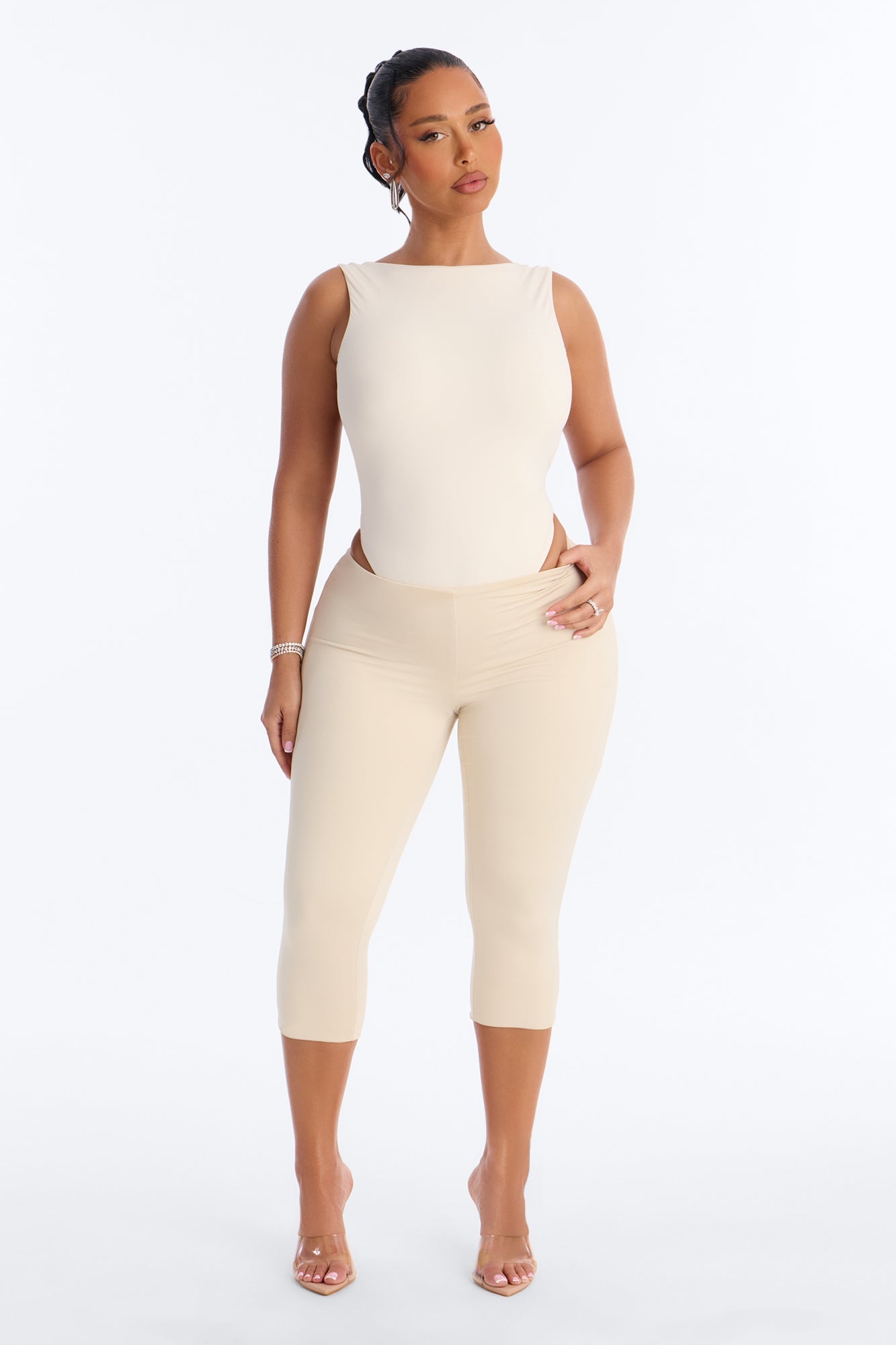 Second Skin Double Lined Backless Bodysuit - Bone NEWFASHIONEDGE