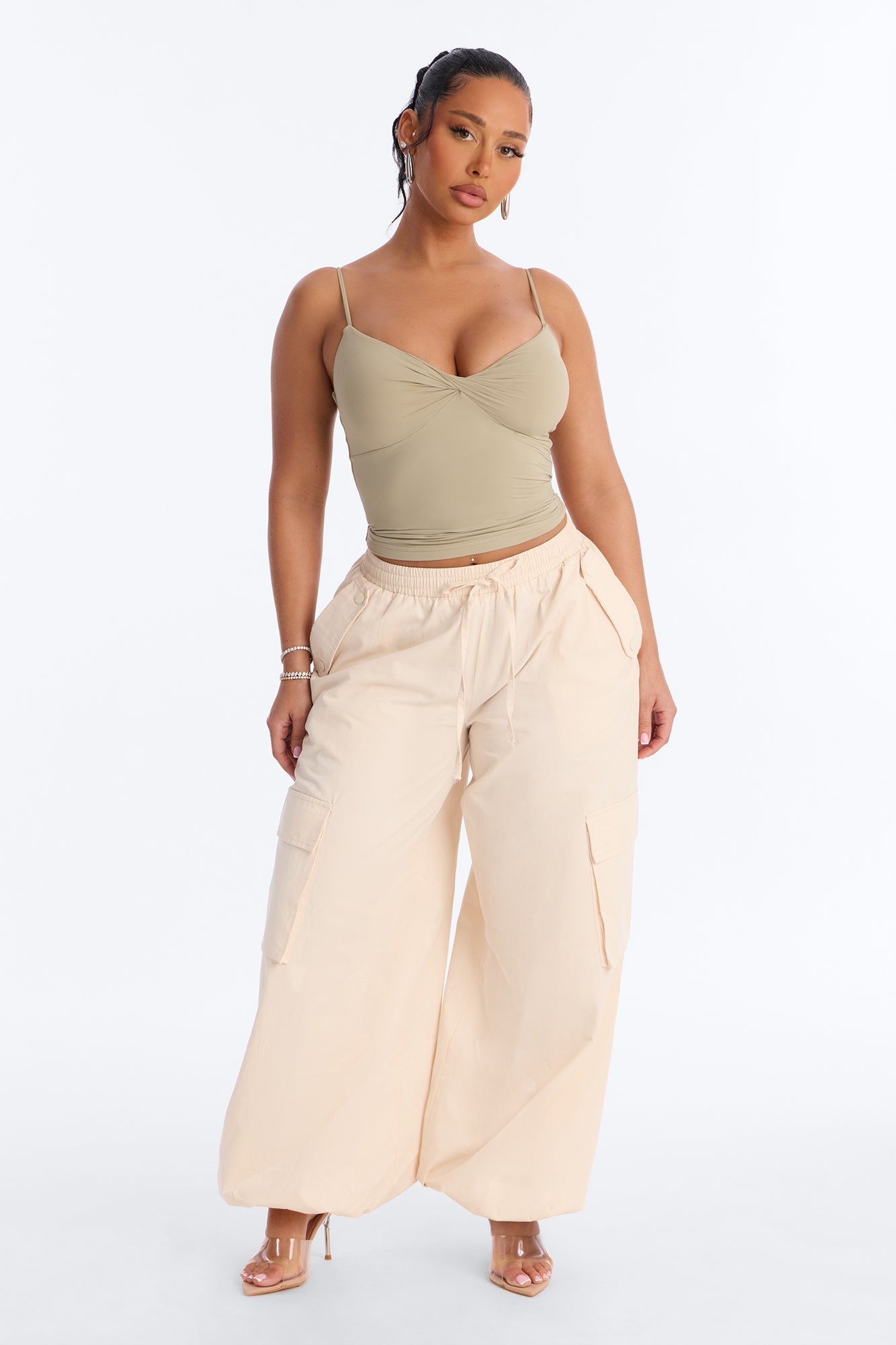 Second Skin Double Lined Twist Cami - Olive Fashion Nova