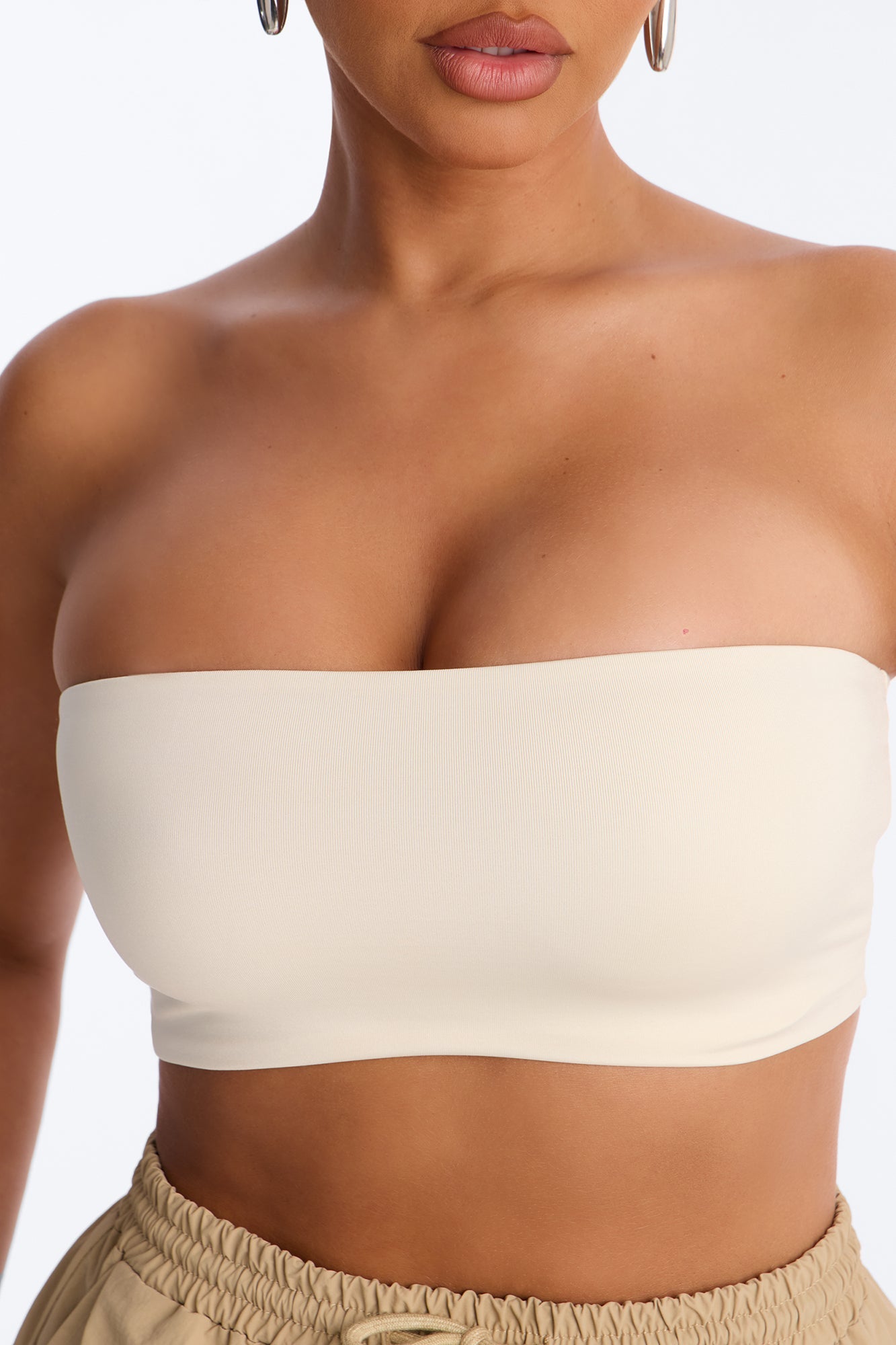Contour Double Lined Strapless Bandeau Top - Bone Fashion Nova