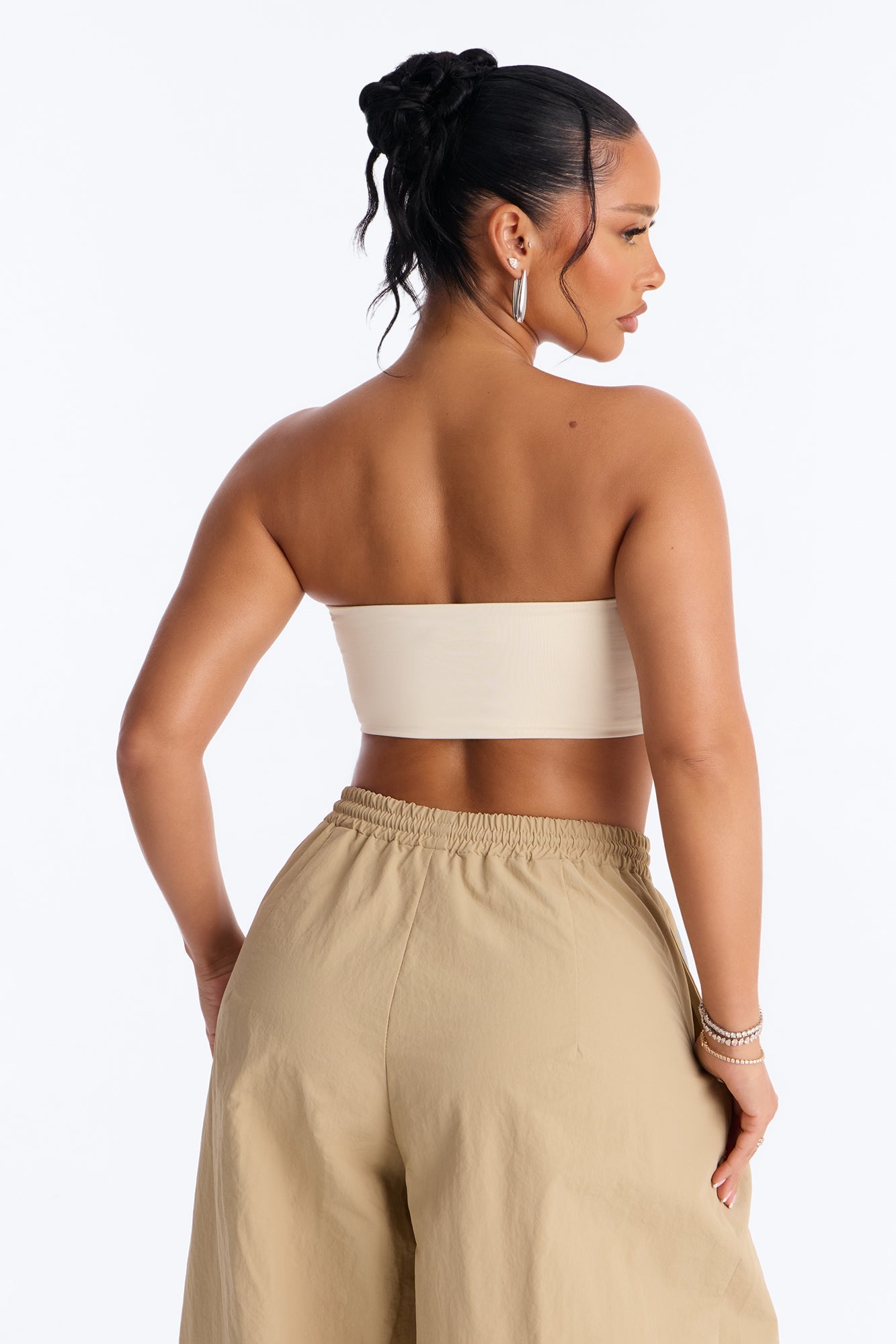 Contour Double Lined Strapless Bandeau Top - Bone Fashion Nova