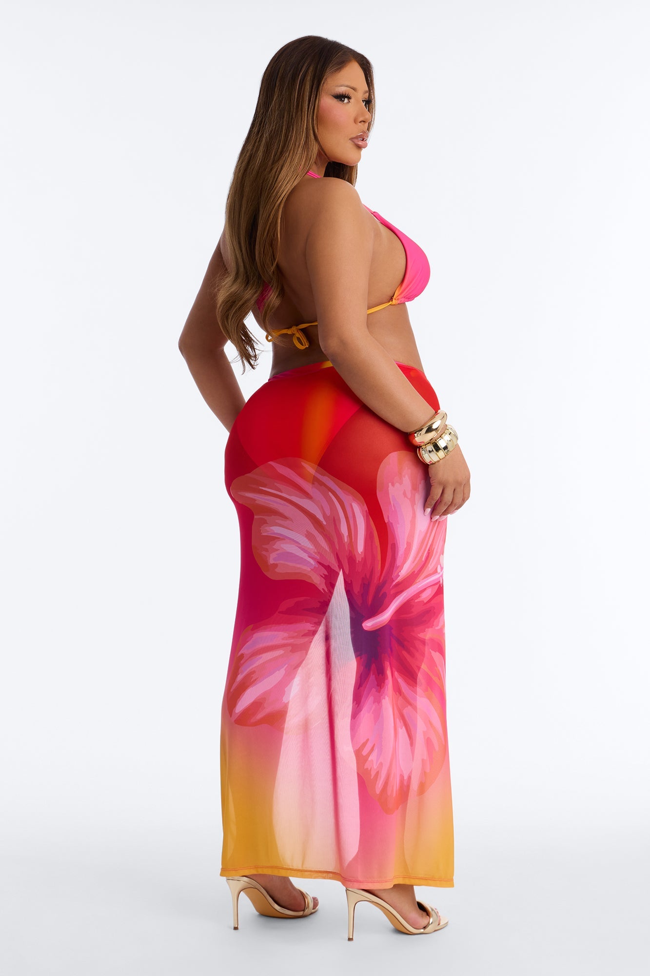 Sunkissed Paradise 3 Piece Bikini Set - Orange/combo Fashion Nova