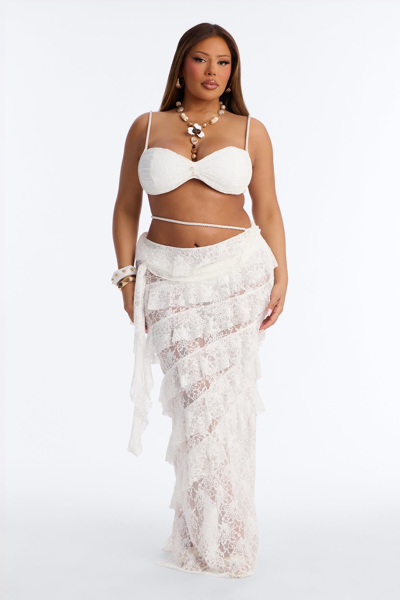Still Daydreaming Bikini And Coverup Maxi Skirt - White