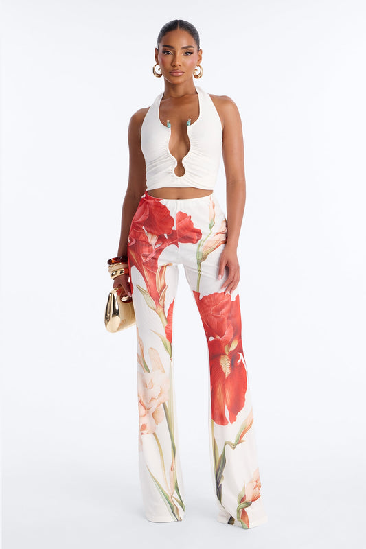Taylor Double Mesh Skinny Flare Pant - White/combo