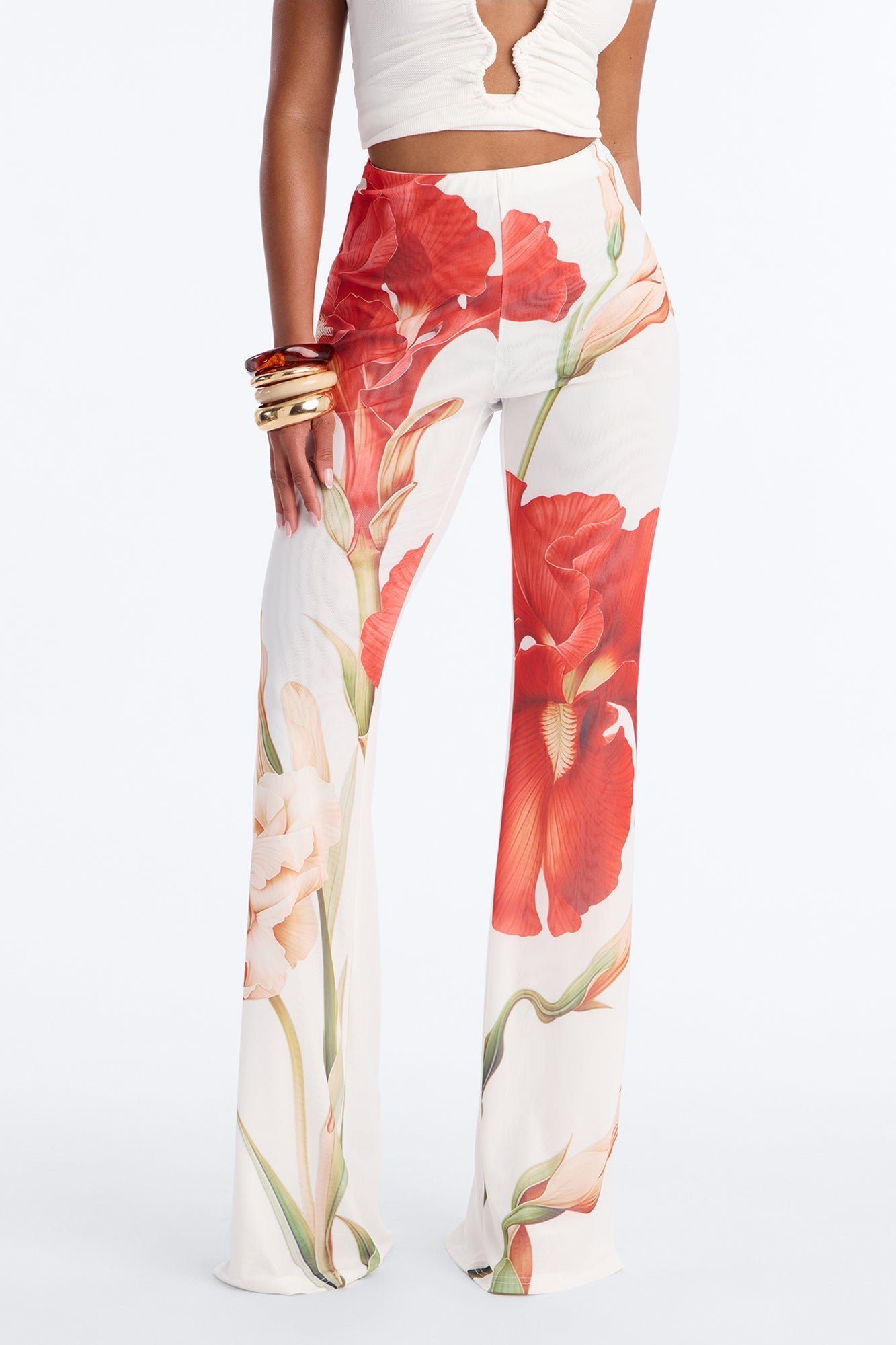 Taylor Double Mesh Skinny Flare Pant - White/combo NEWFASHIONEDGE