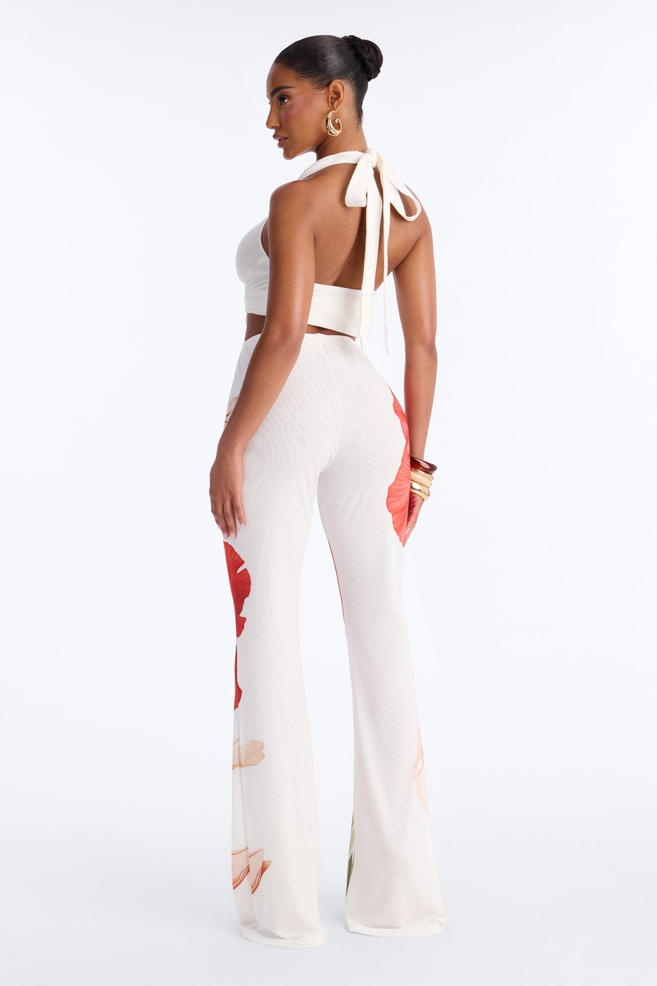 Taylor Double Mesh Skinny Flare Pant - White/combo NEWFASHIONEDGE