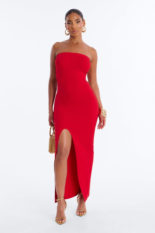 Larissa Strapless Maxi Dress - Red