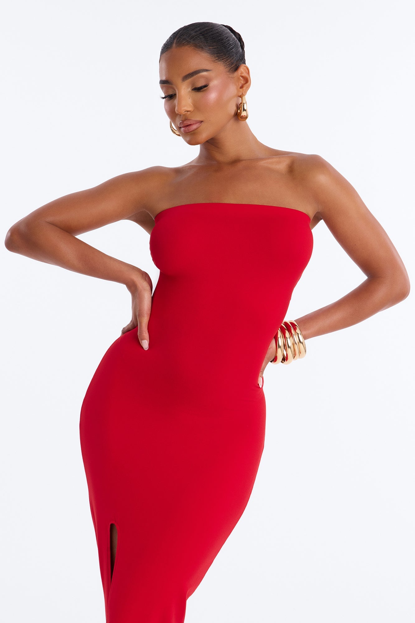 Larissa Strapless Maxi Dress - Red