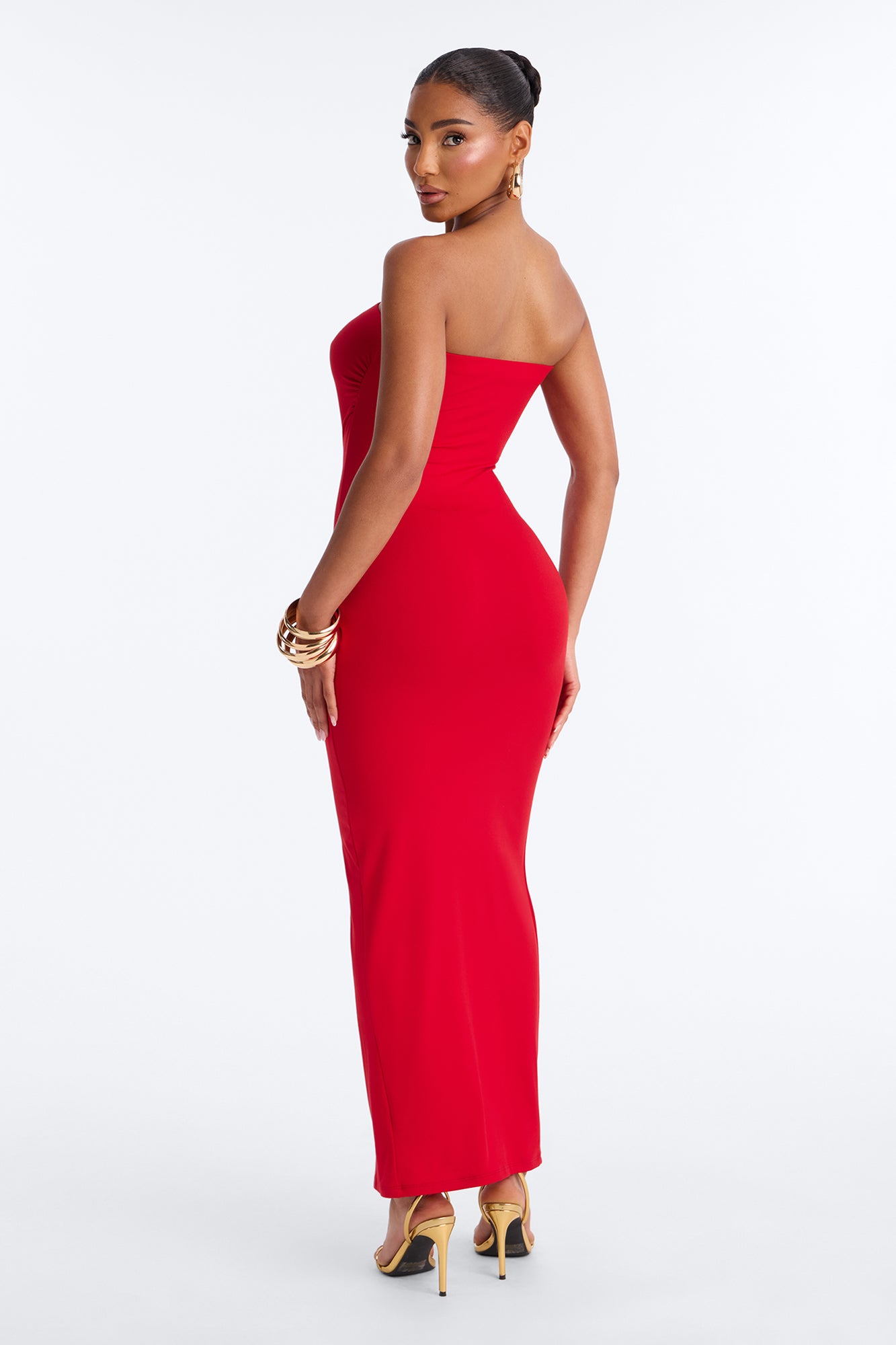 Larissa Strapless Maxi Dress - Red NEWFASHIONEDGE
