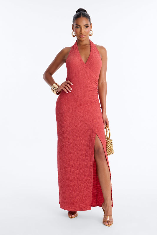 Alinna Halter Maxi Dress - Marsala