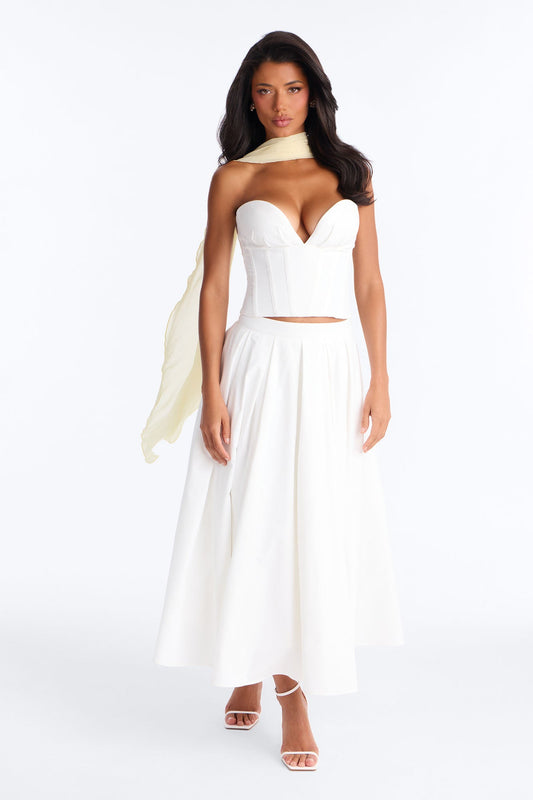 Romance Hour Corset Skirt Set - White Fashion Nova