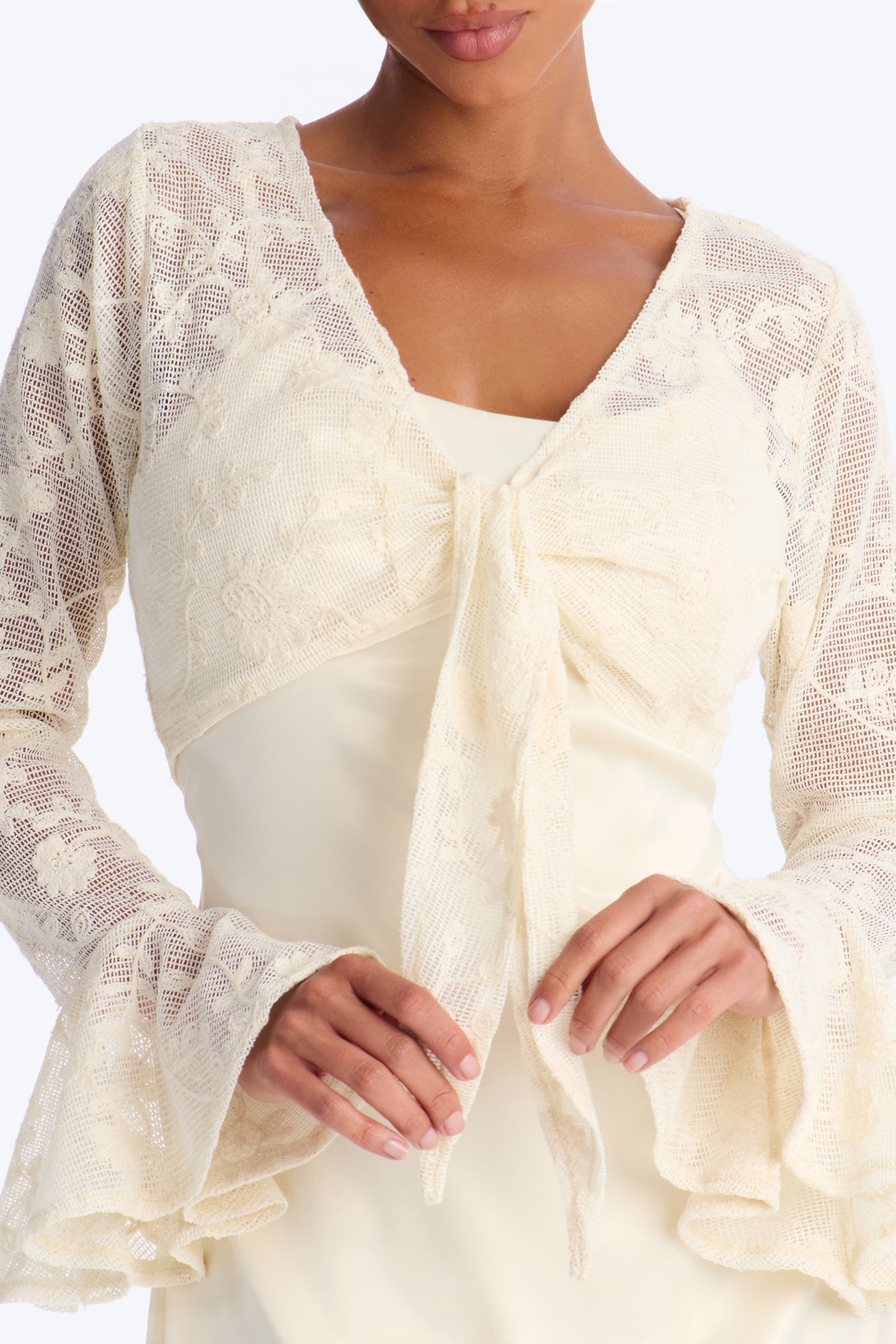 Wren Lace Mini Dress Set - Cream