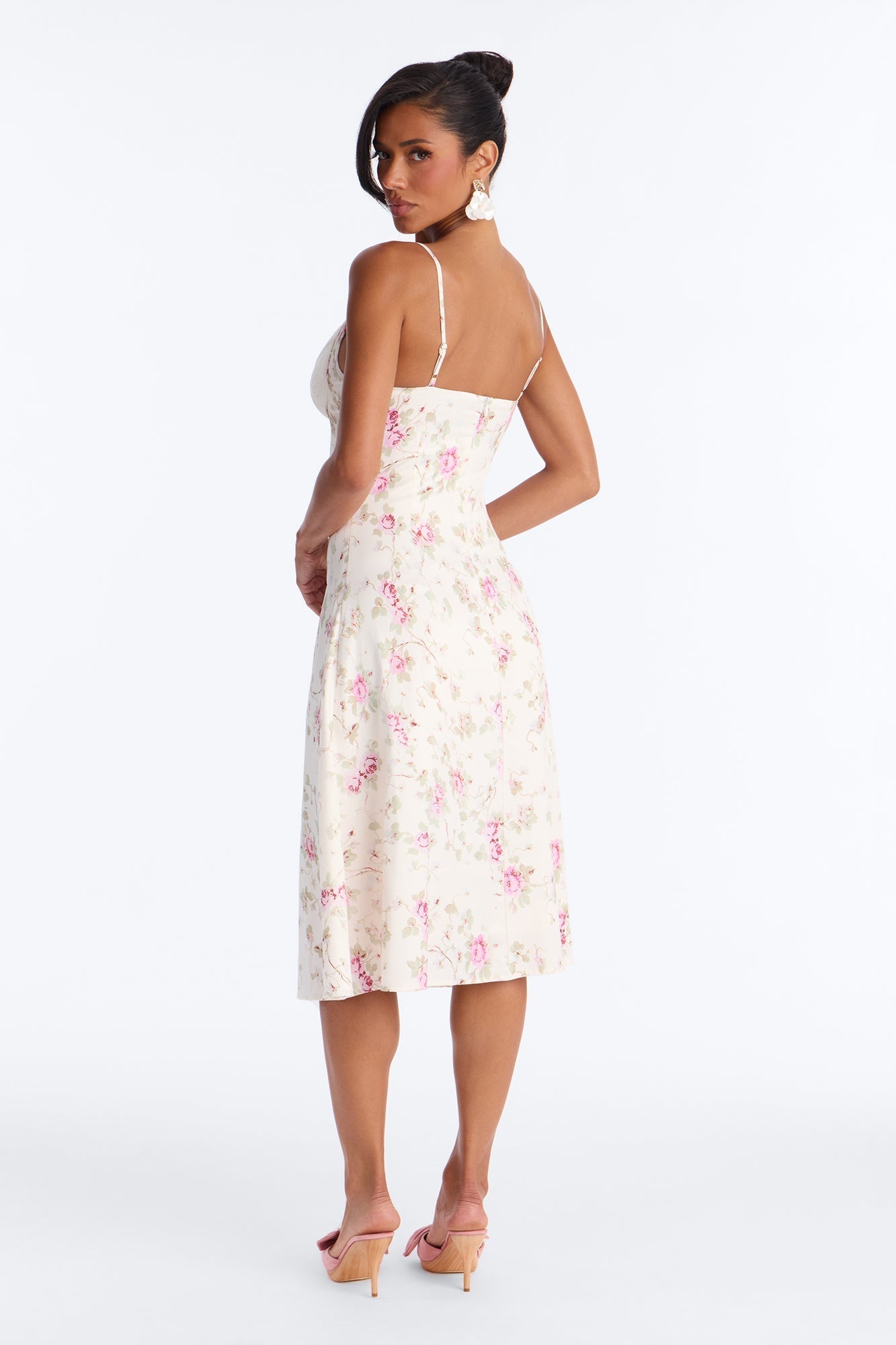 Jessalyn Floral Midi Dress - White/combo NEWFASHIONEDGE
