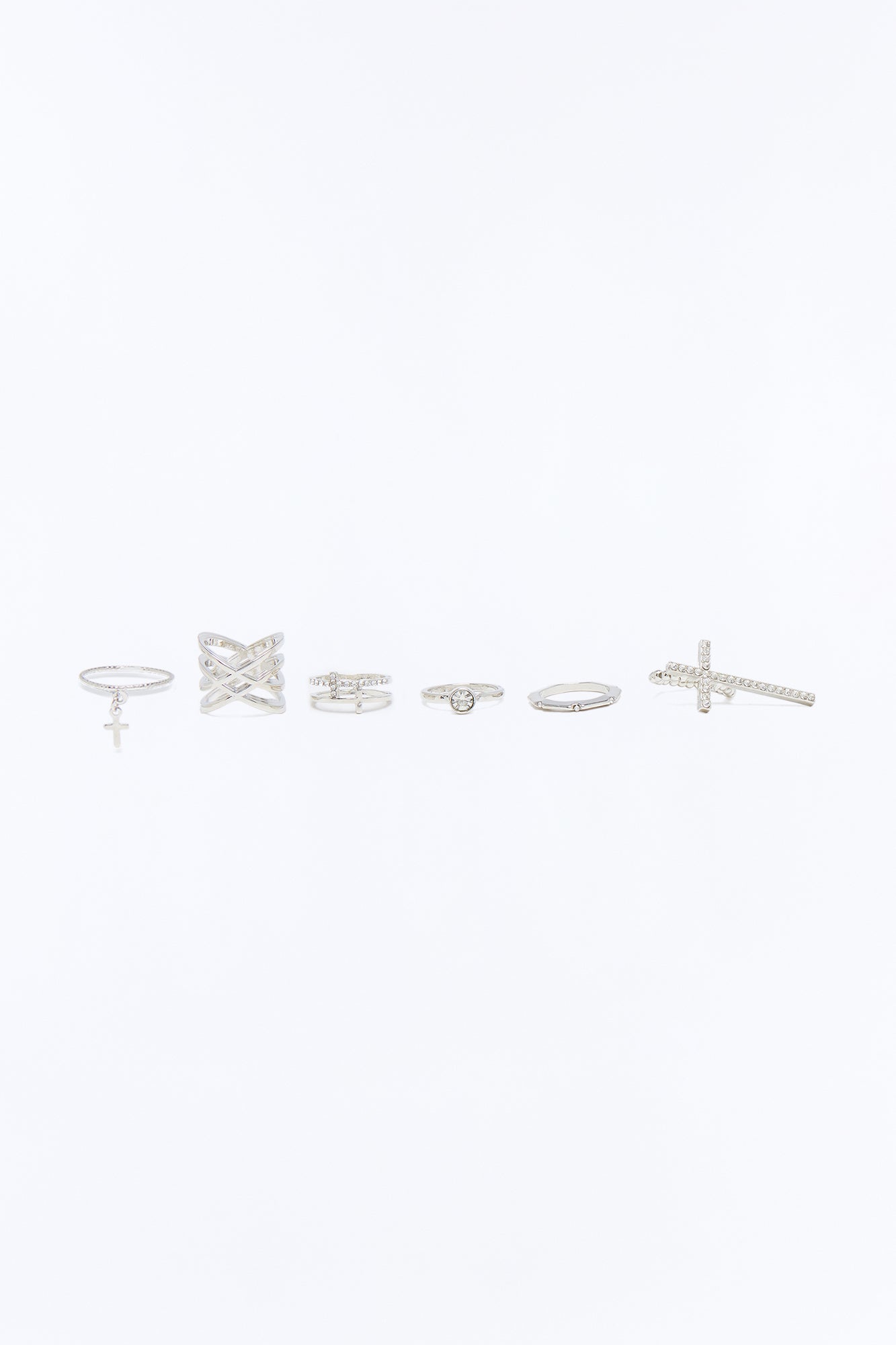 Count Your Blessings 6 Piece Ring Set - Silver NEWFASHIONEDGE